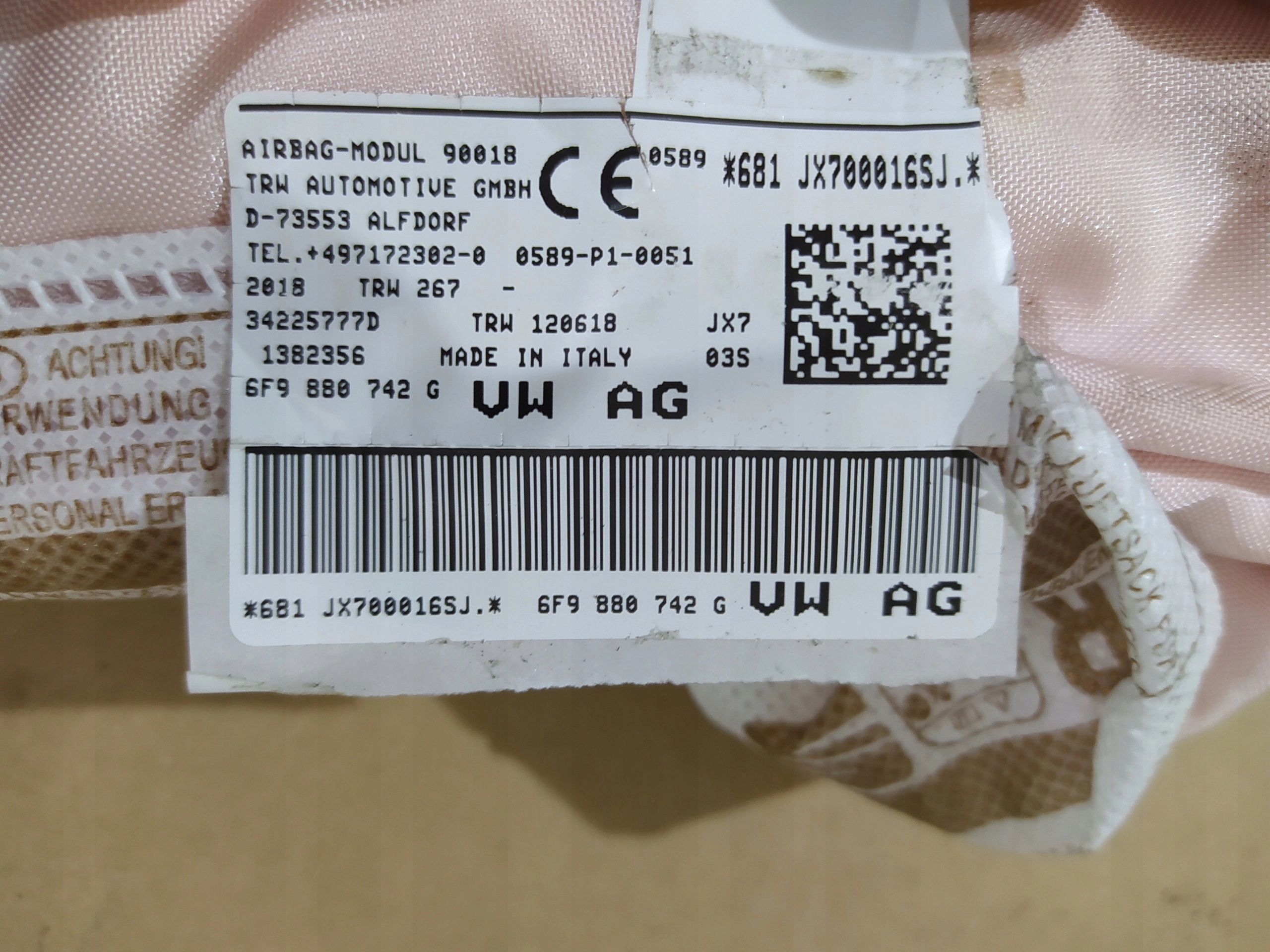 SEAT ARONA PRAVY STROPNY AIRBAG