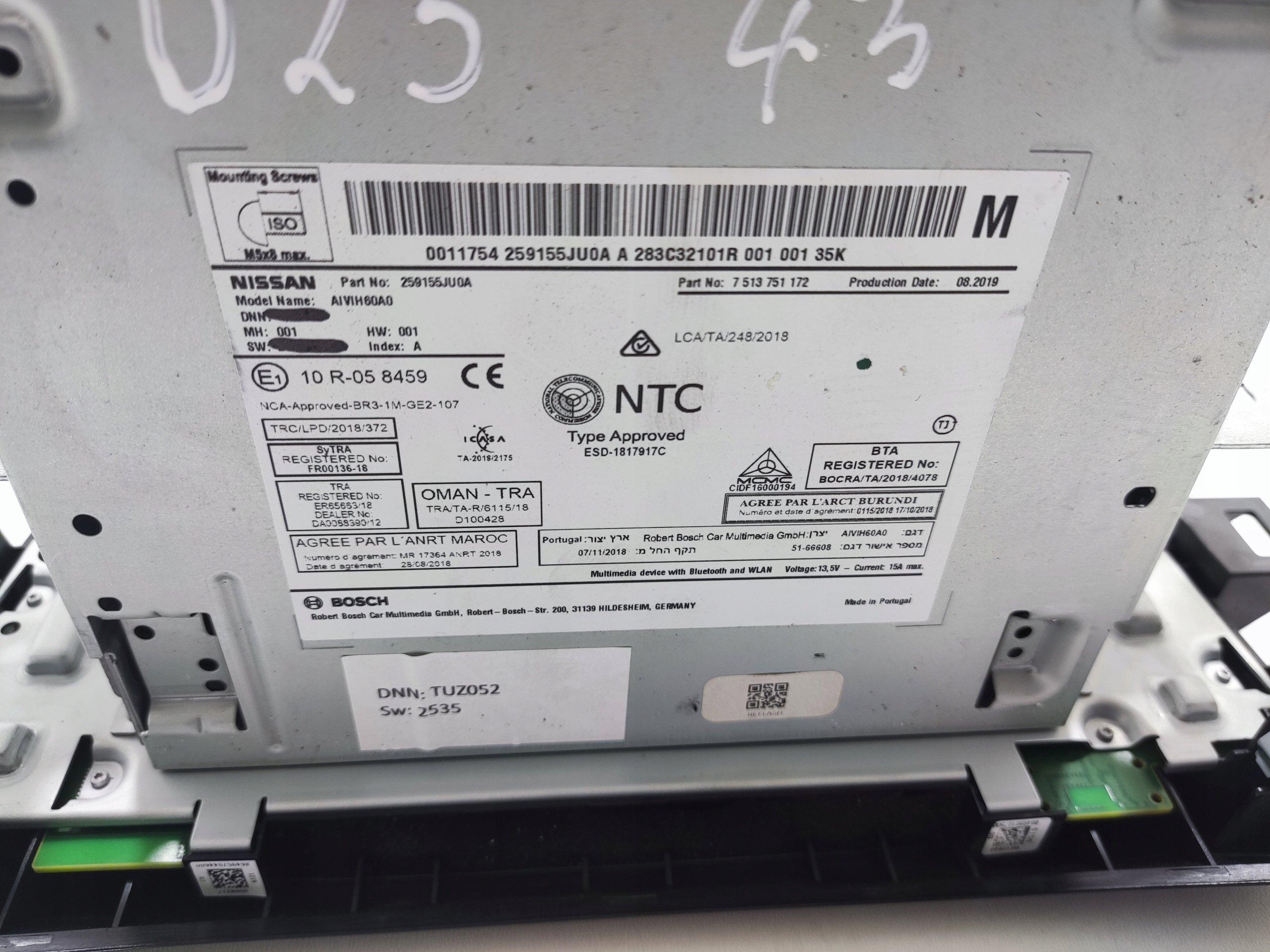 RADIO NAVIGACIA NISSAN NAVARA IV D23 NP300 259155JU0A 2015-2022