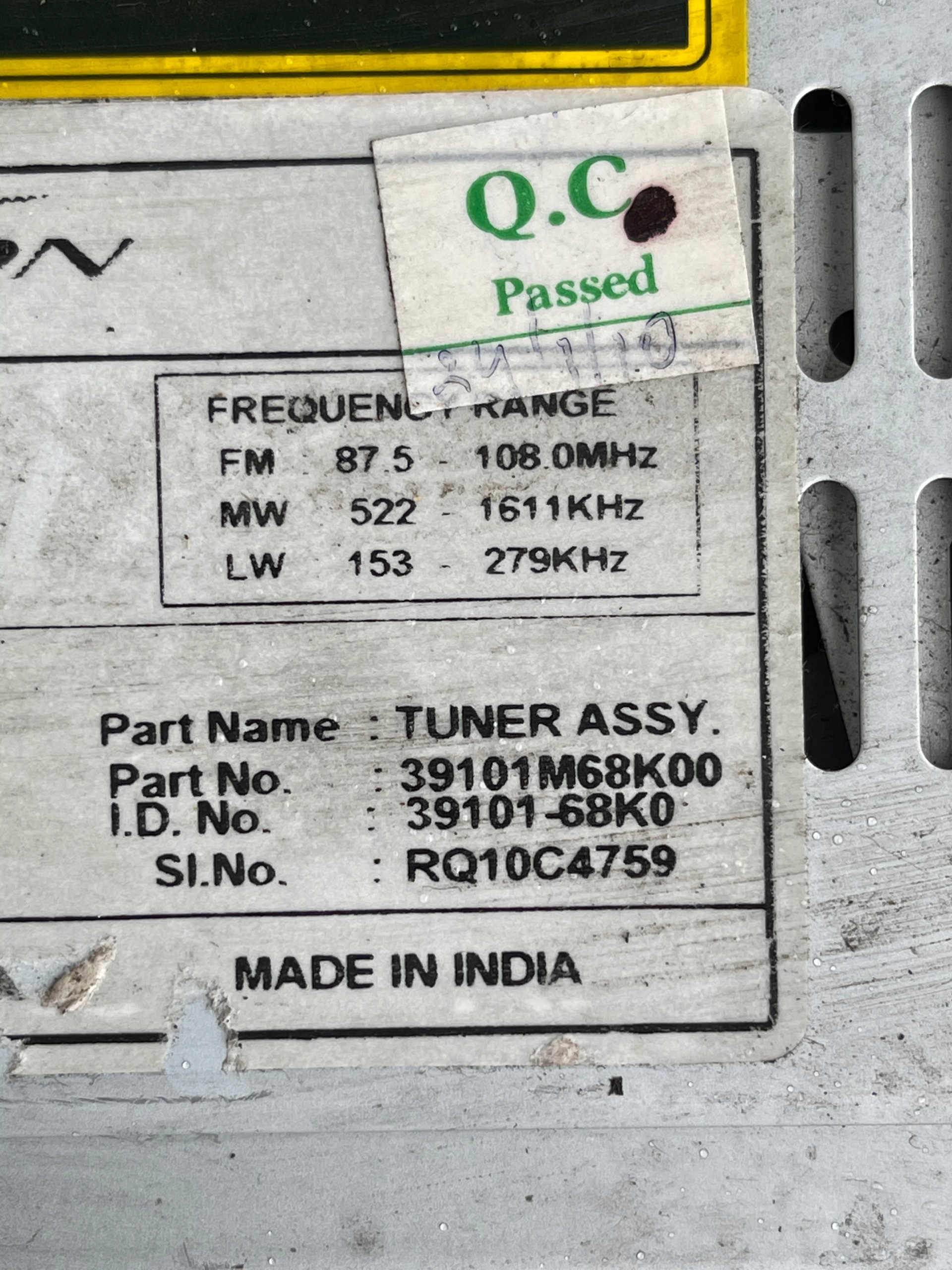 RADIO 3910168K0 SUZUKI ALTO