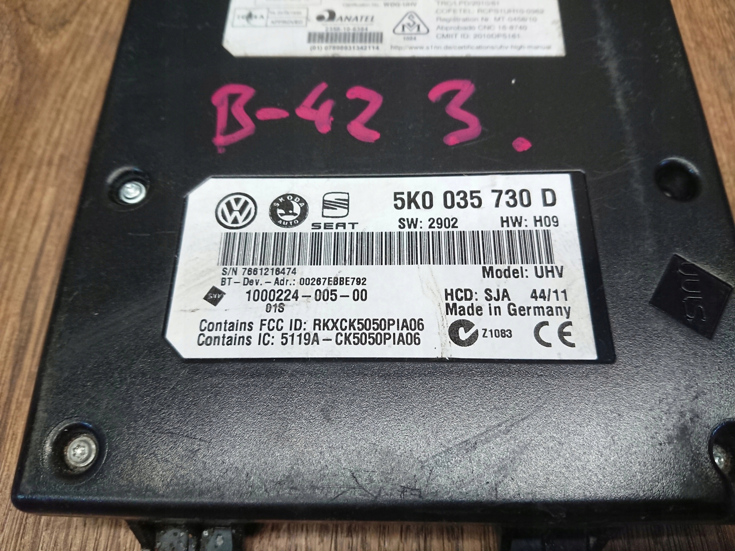 VW GOLF 6 VI MODUL TELEFONU 5K0035730D