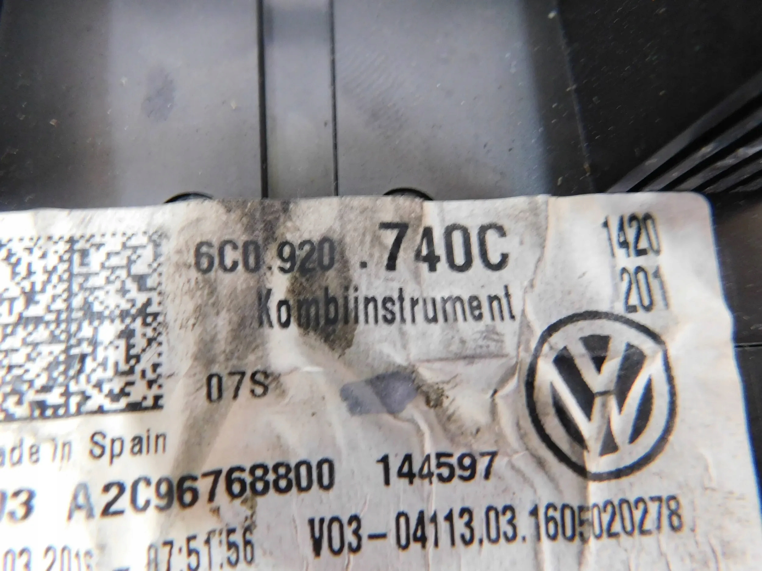 TACHOMETER BUDIKY VW POLO 6C 1.2 TSI 6C0920740C