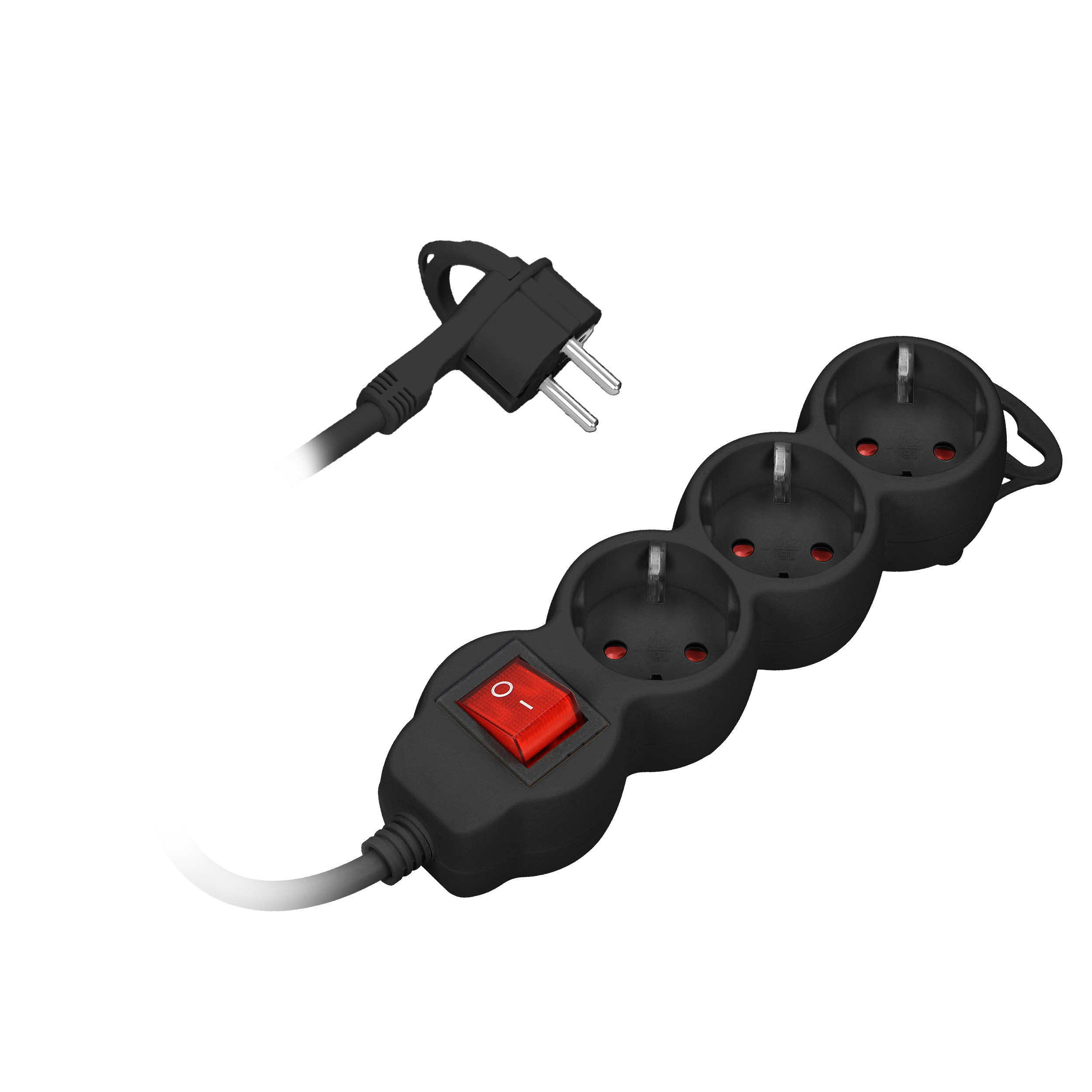 *ORNO PRODUŽNI KABEL CRNI 3 UTIČNICE+SKLOPKA, 3m, 3x1mm2