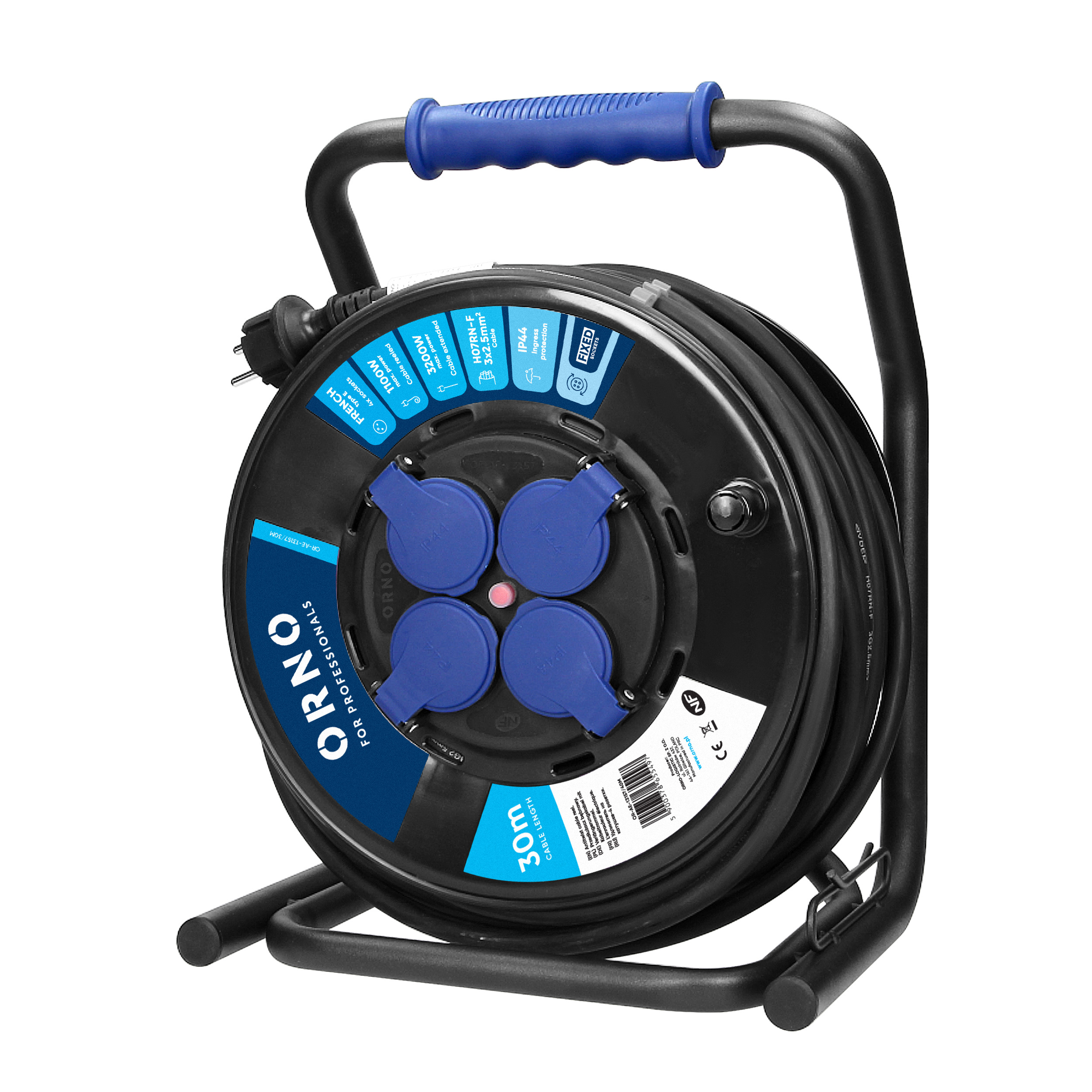 ORNO KABELSKA MOT. GN/J-H07RN-F 30m, 3×2,5mm2, IP44, FIKSNI CENTAR (NOVO)