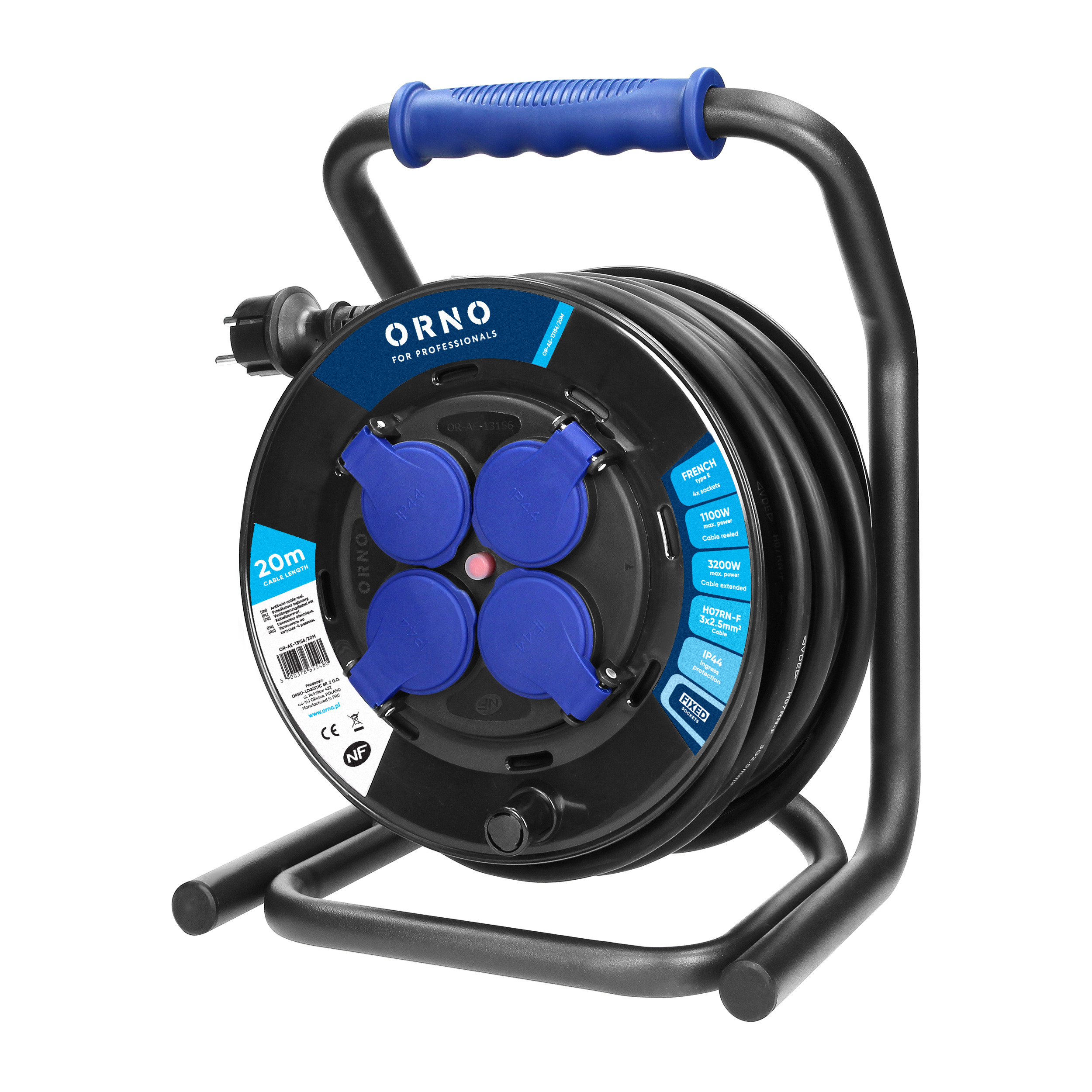 ORNO KABELSKA MOT. GN/J-H07RN-F 20m, 3×2,5mm2, IP44, FIKSNI CENTAR (NOVO)
