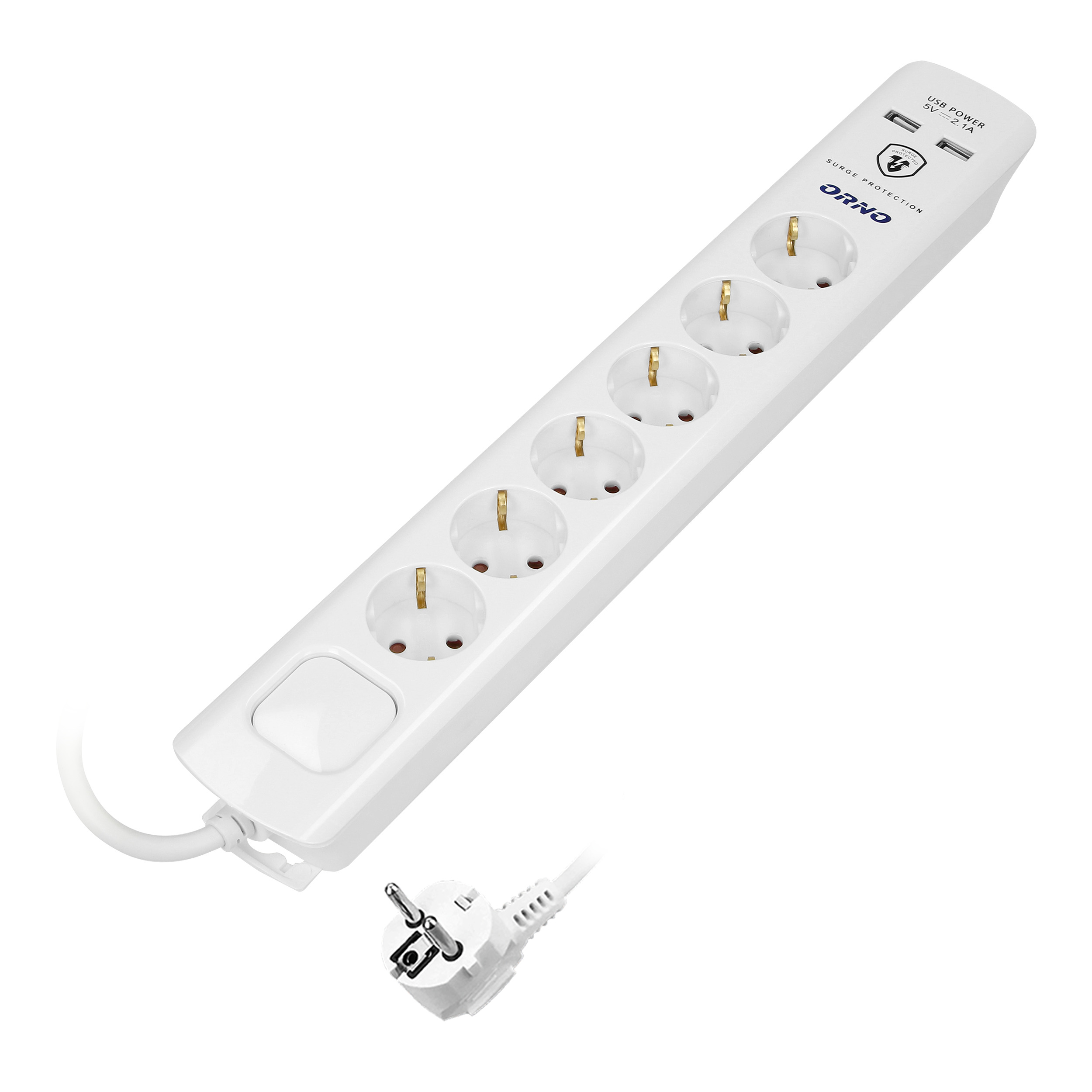 ORNO PRENAPONSKA ZAŠTITA BIJELA 6xŠUKO, 2xUSB “EOL”