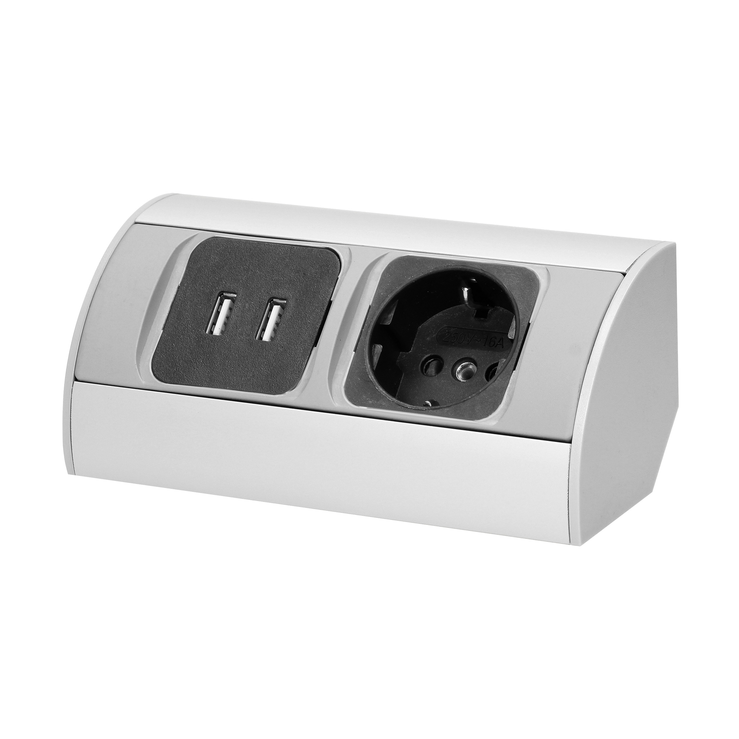 ORNO NADGRADNA UTIČNICA ZA NAMJEŠTAJ 1xŠUKO + 2 USB, 3680W , SIVA