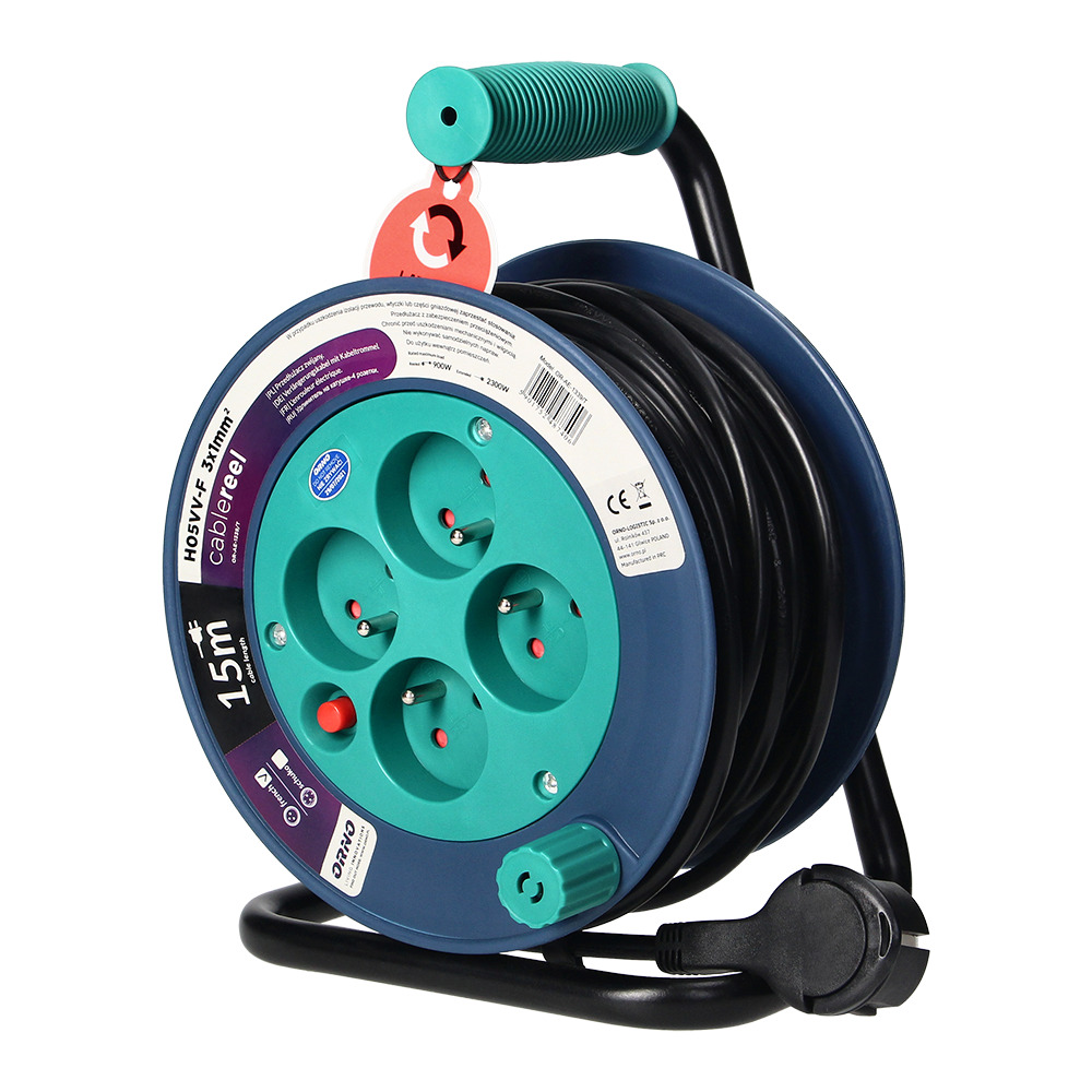 ORNO KABELSKA MOTALICA 15m, 2500W, 3x1mm2, TIRKIZNA NC