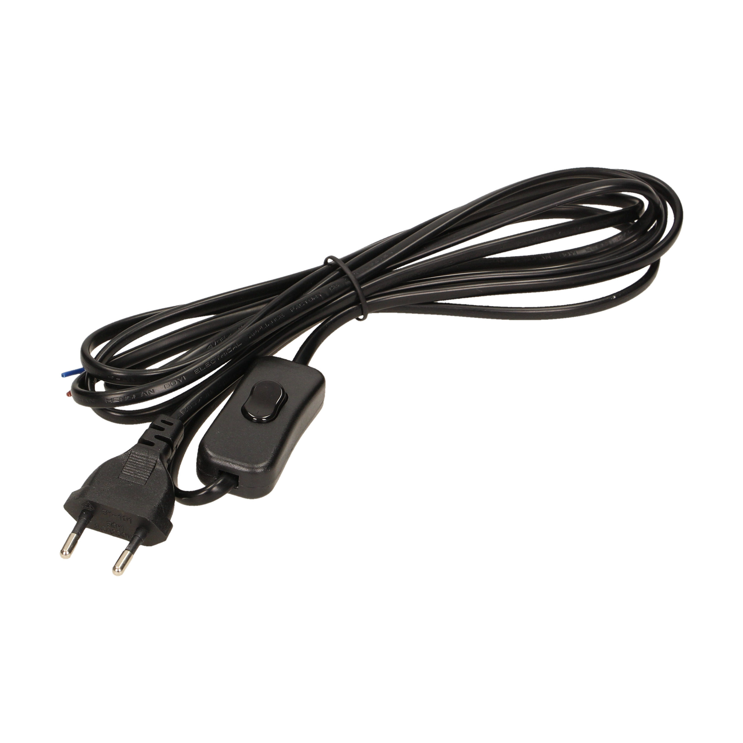 ORNO PRODUŽNI KABEL 3m 2×0,75mm2 SA EURO UTIKAČEM I PREKIDAČEM, CRNI