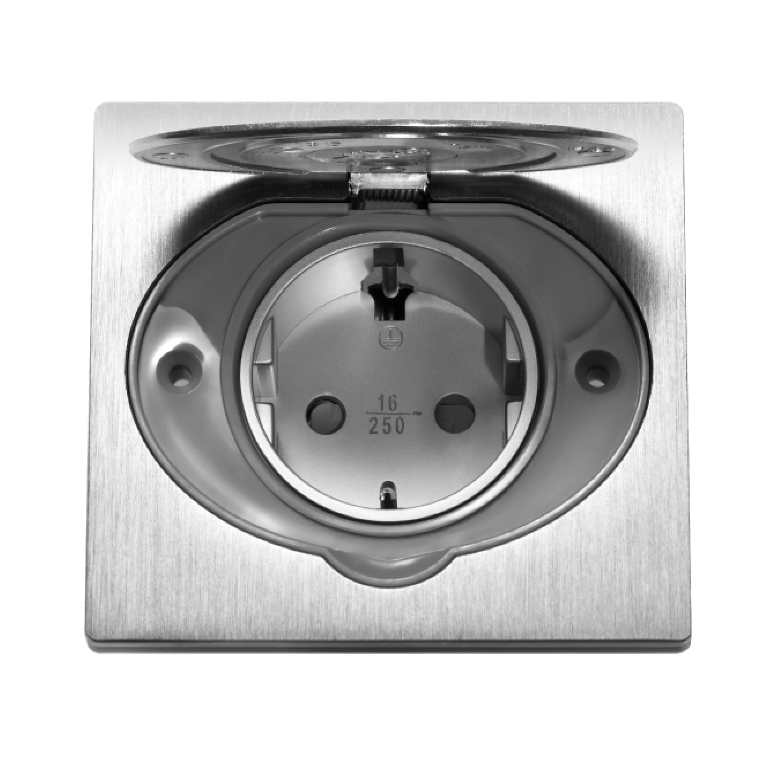 ORNO UTIČNICA IP44, S POKLOPCEM, INOX, (ZA KUTIJU fi 60mm)