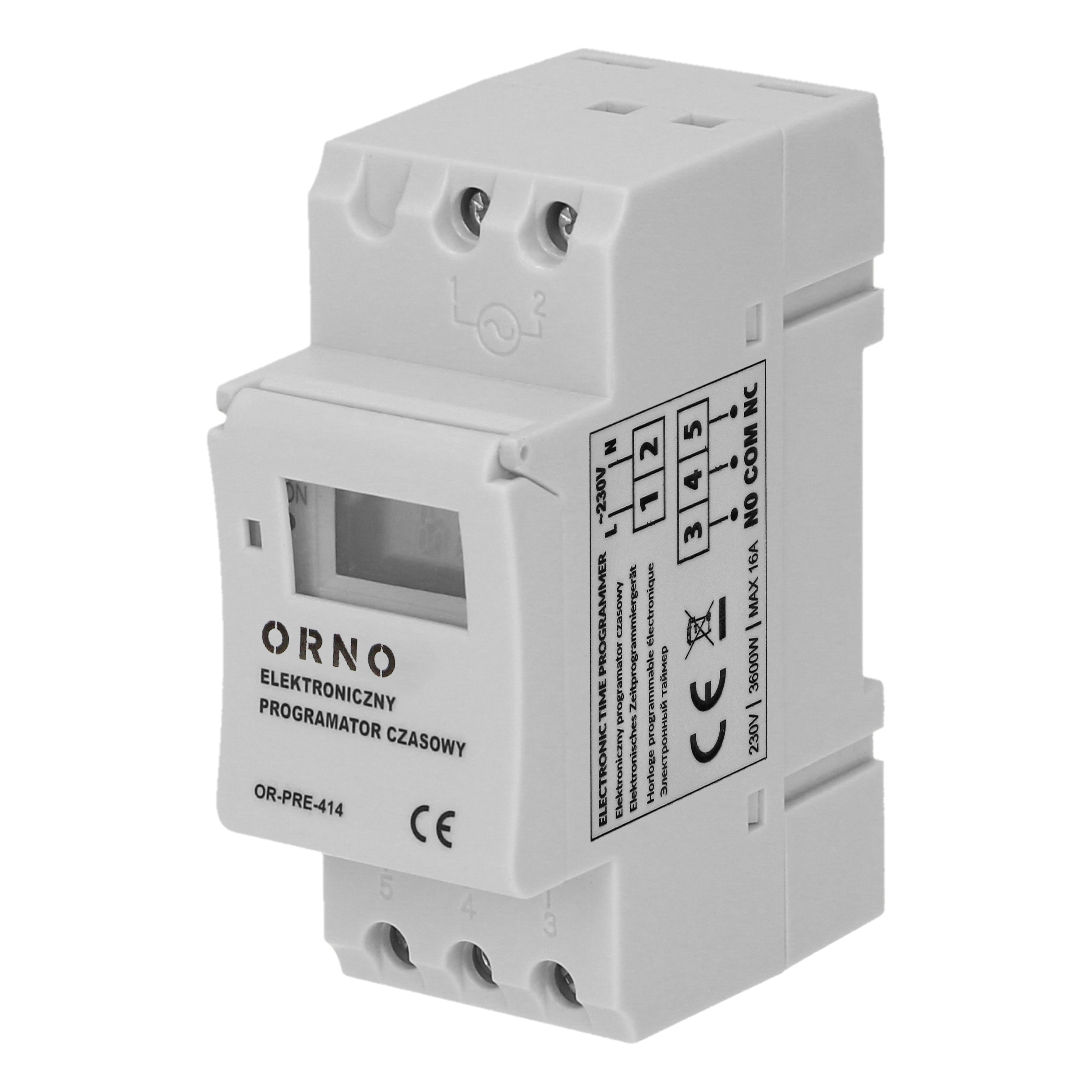 ORNO TIMER DIGITALNI ZA DIN ŠINU, 8 PROGRAMA, MAX. 3600W, IP20