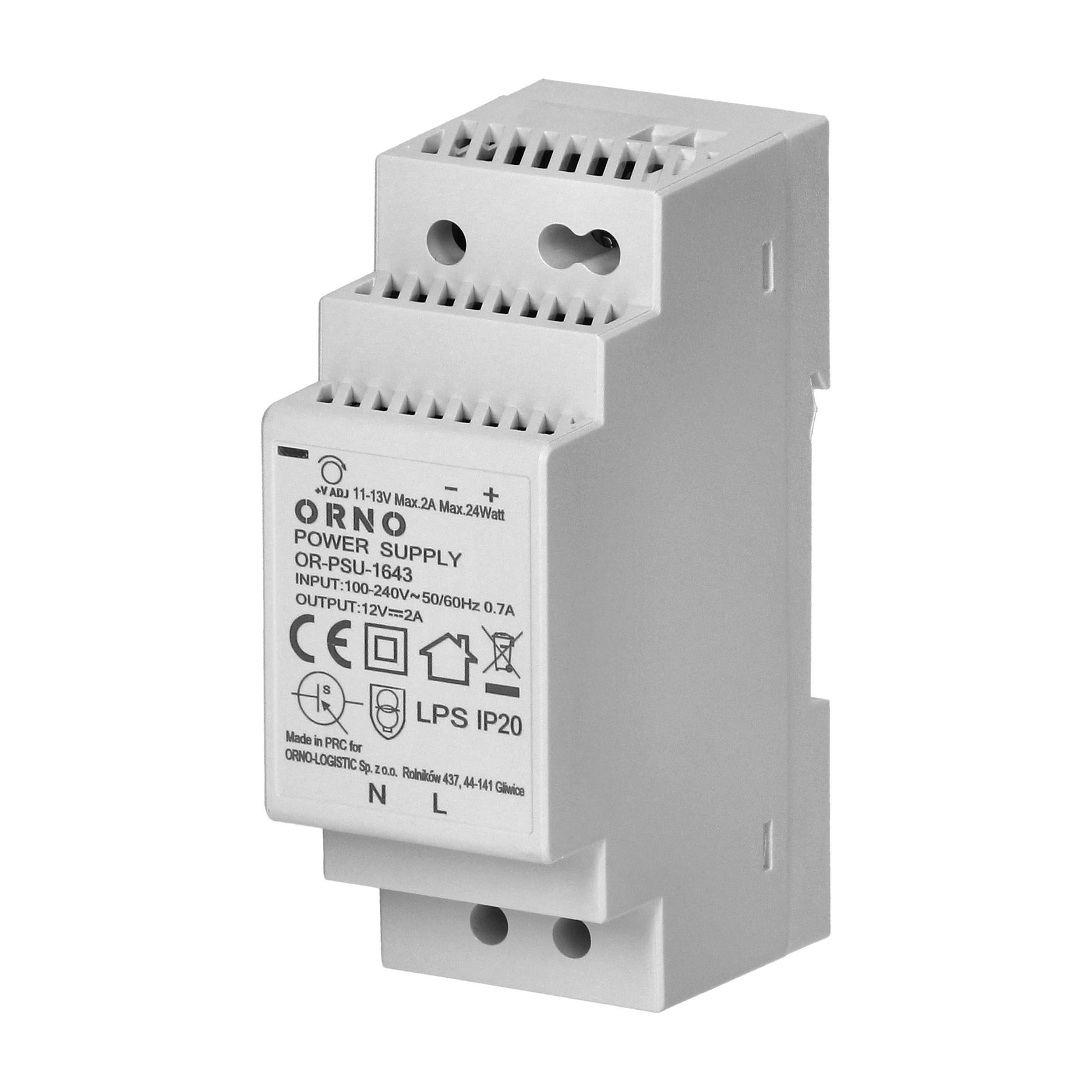 ORNO TRANSFORMATOR ZA ŠINU 24W 2A, 12V DC, 2 MODULA