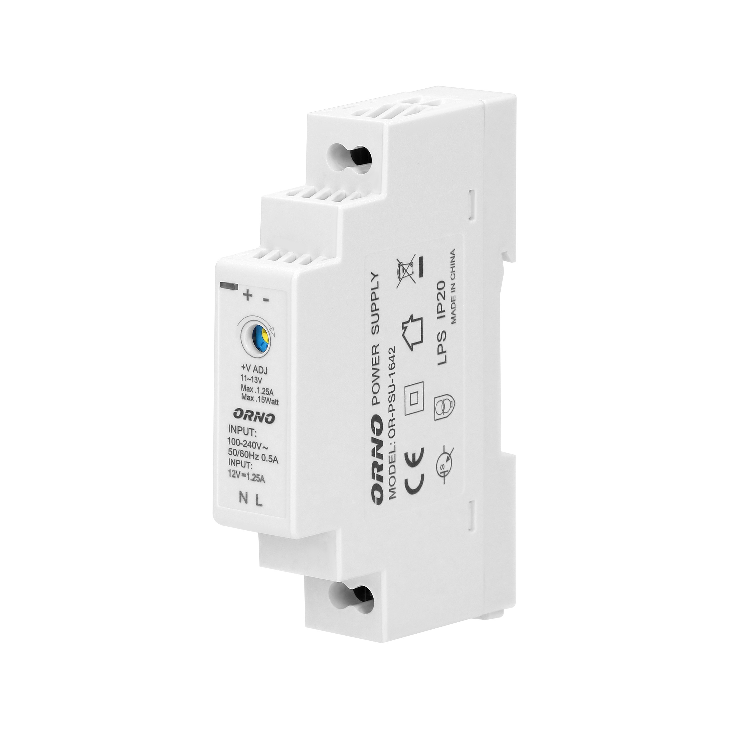 ORNO TRANSFORMATOR ZA ŠINU 15W 1,25A, 12V DC, 1 MODUL