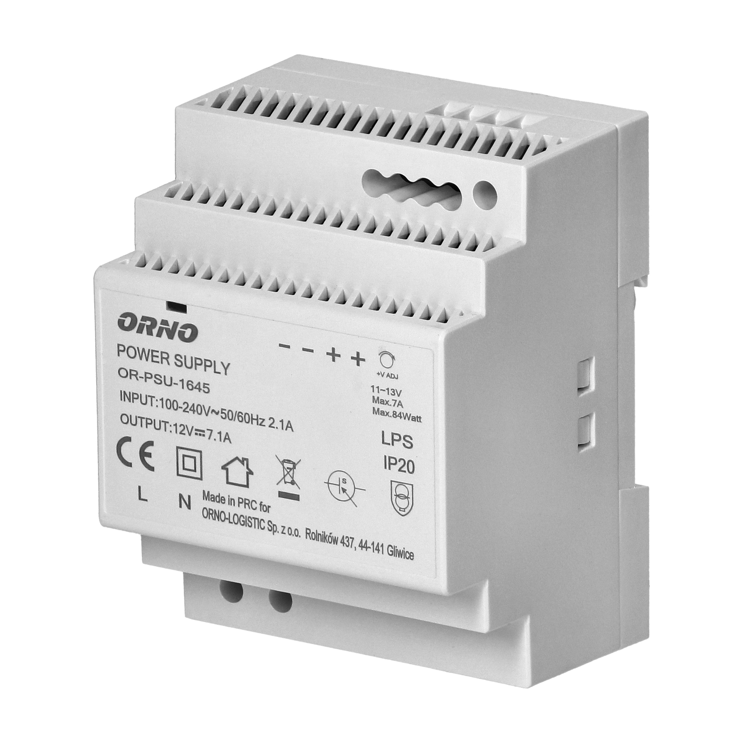 ORNO TRANSFORMATOR ZA ŠINU 84W 7A, 12V DC, 4 MODULA