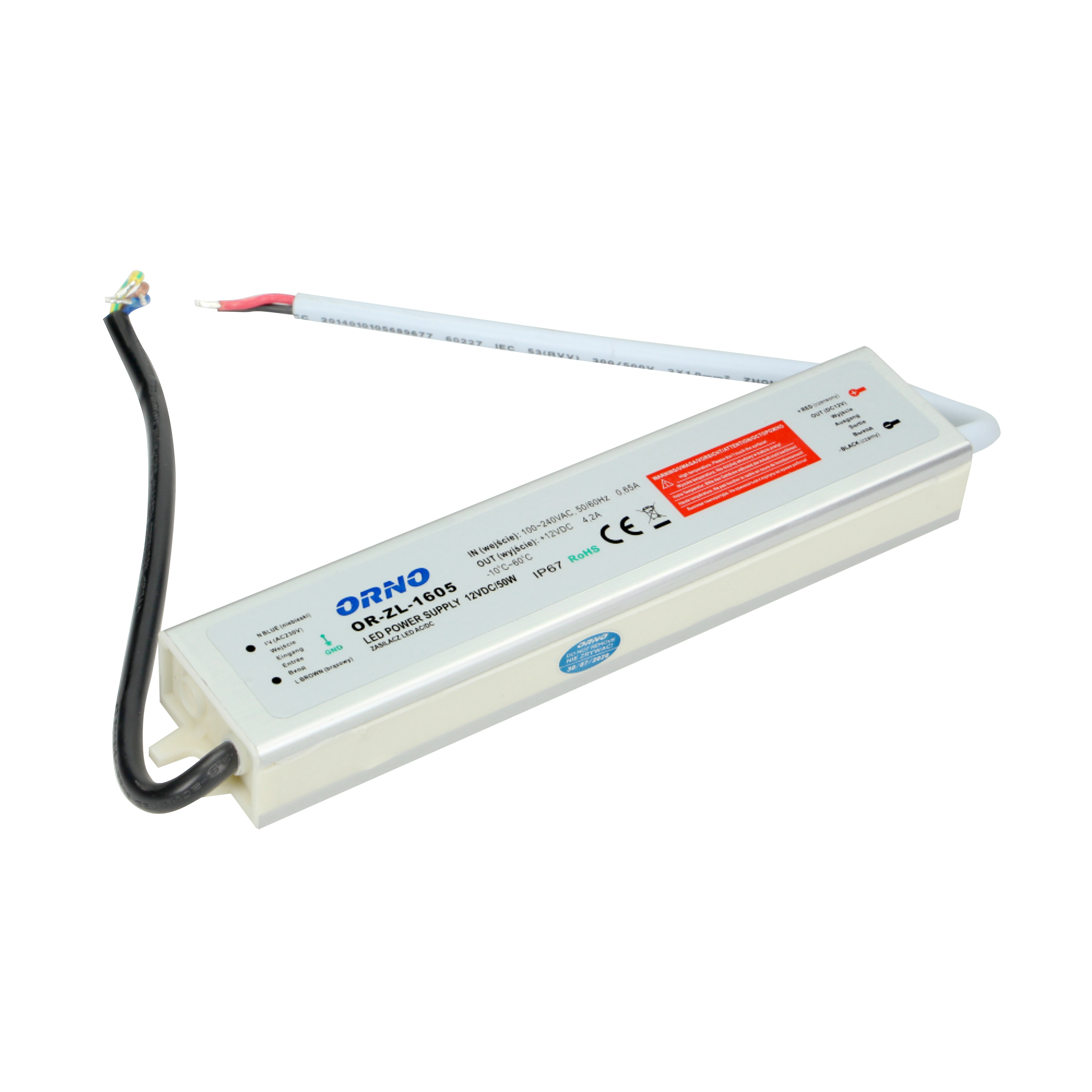 ORNO TRANSFORMATOR IP67, 50W, 12V, 4,16A, 190x50x35mm, METAL (07500267)