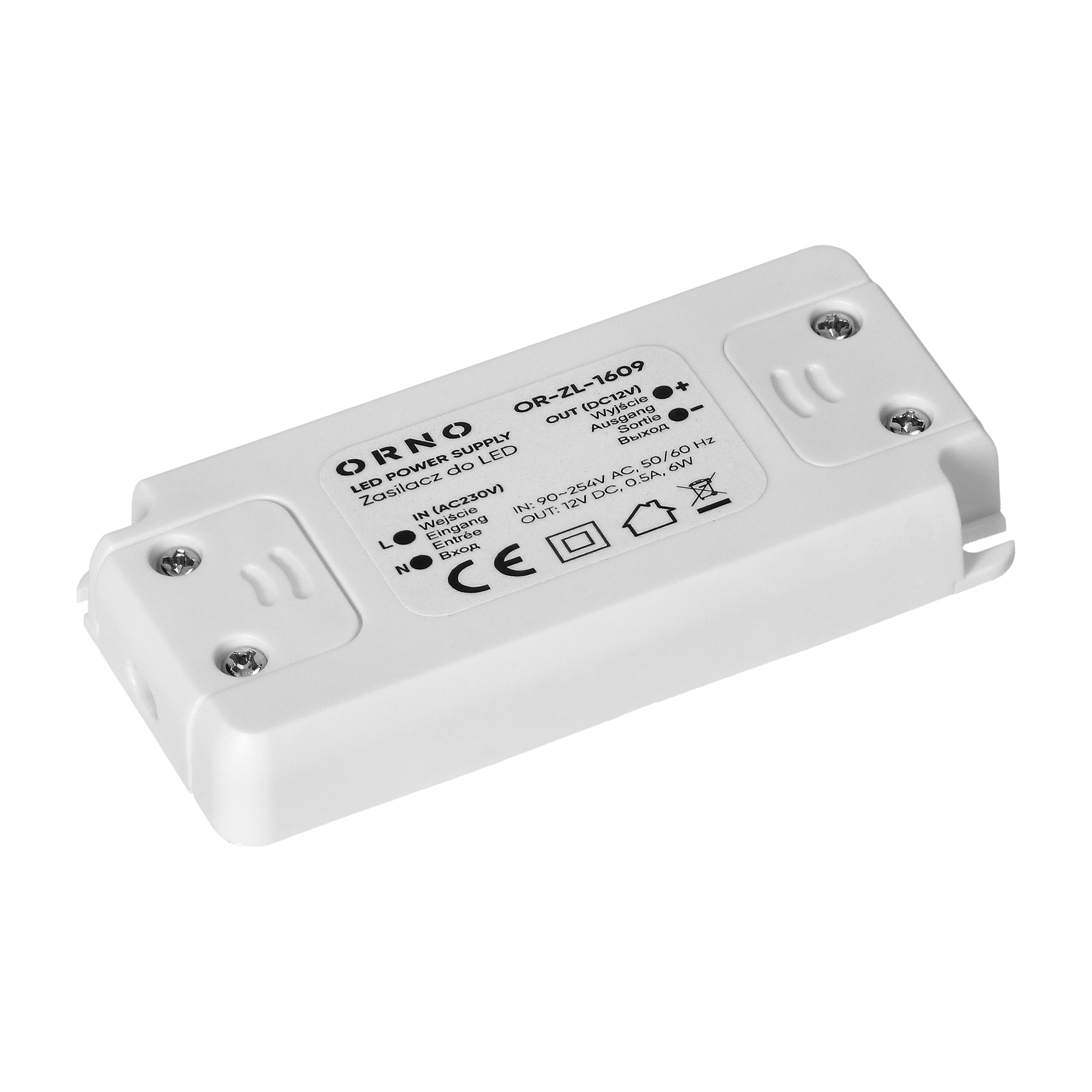 ORNO TRANSFOR. 6W, 12V, IP20, 7,3×2,3×3,5cm PL. (07500256)