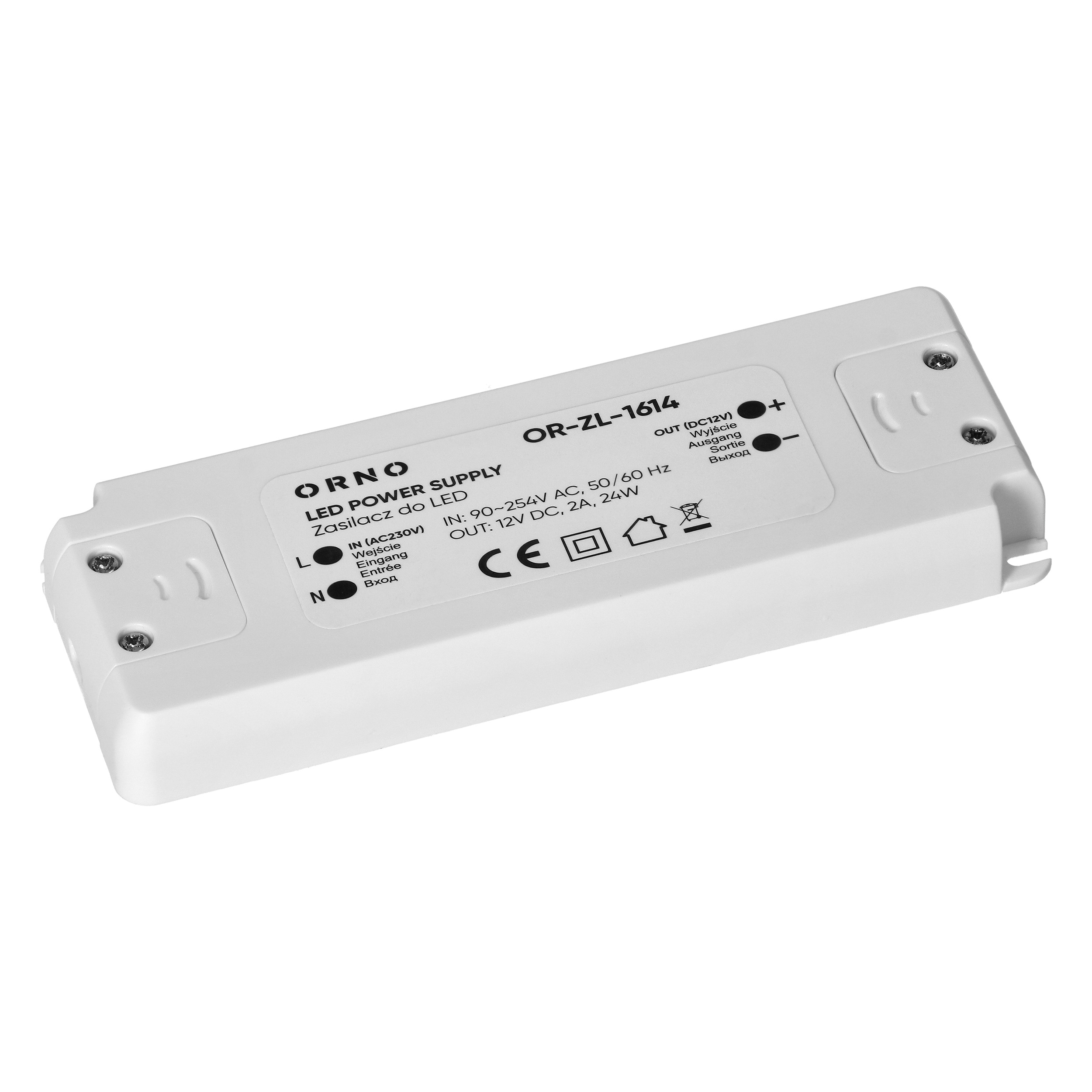 ORNO TRANSFOR. 24W, 12V, IP20, 12,1x3x4,2cm PLASTIC CASE