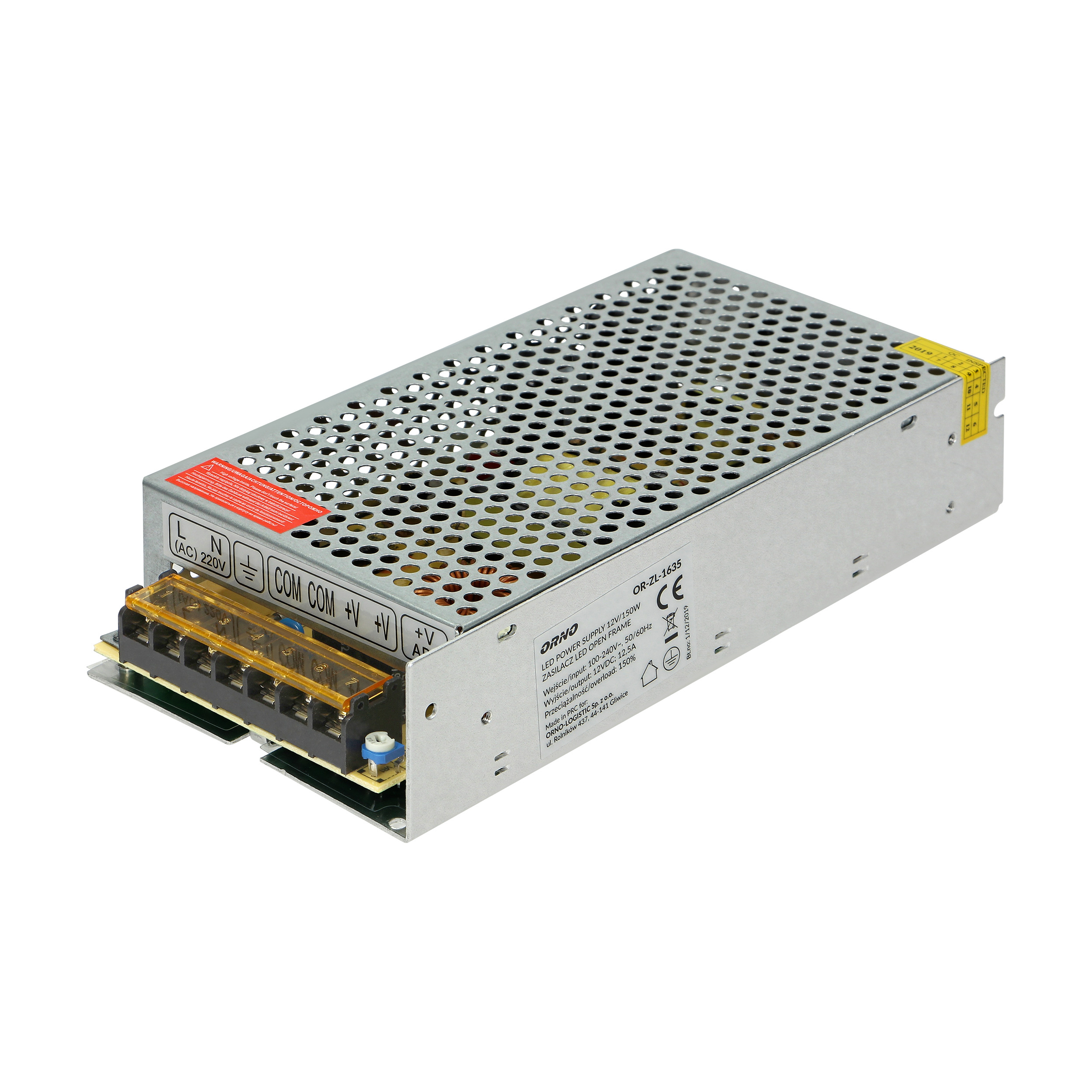ORNO TRANSFORMATOR 150W, 12V, IP20, METAL CASE (07500250-180W)