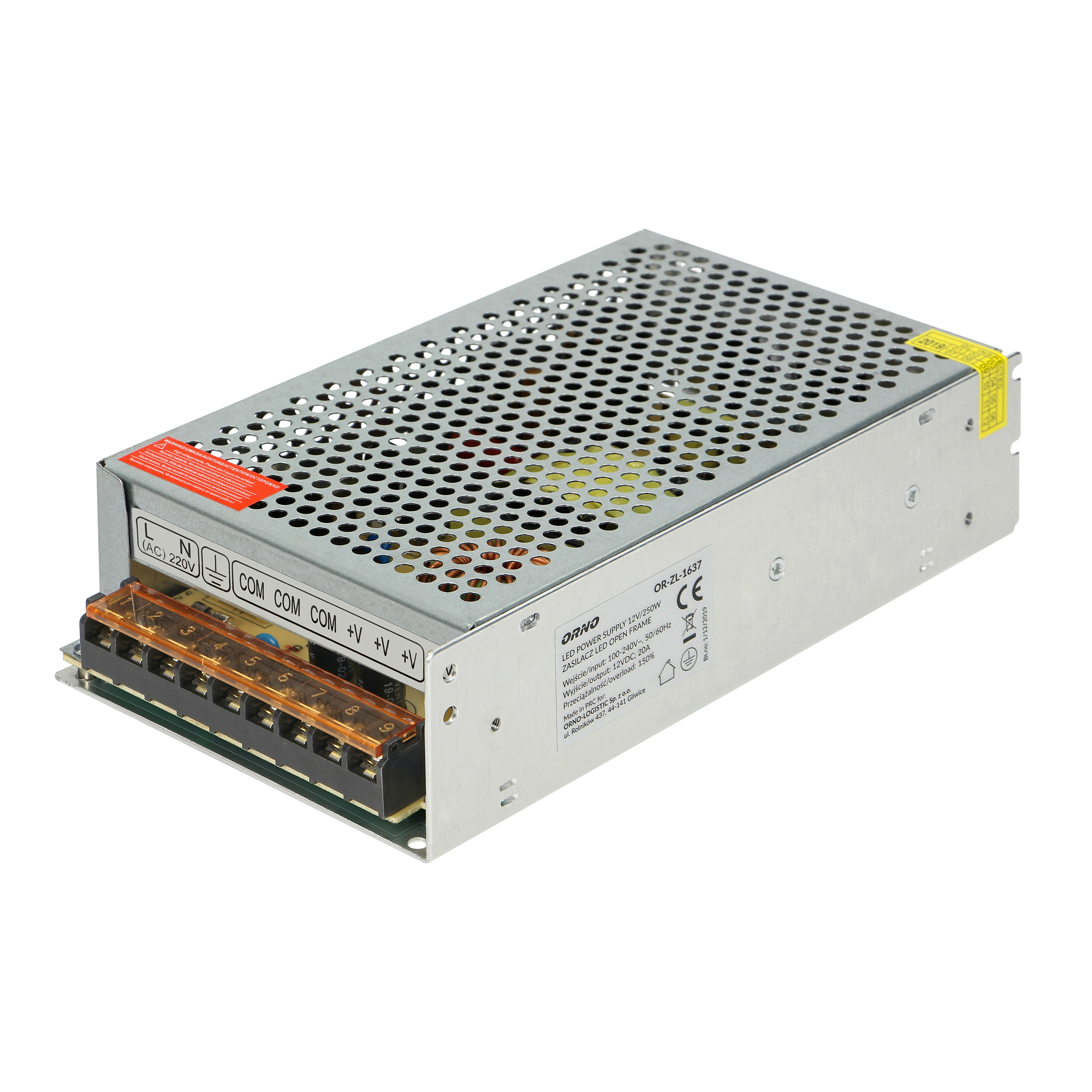 ORNO TRANSFORMATOR 250W, 12V, IP20, METAL CASE (07500251) ORNO TRANSFORMATOR 250W, 12V, IP20, METAL CASE (07500251)