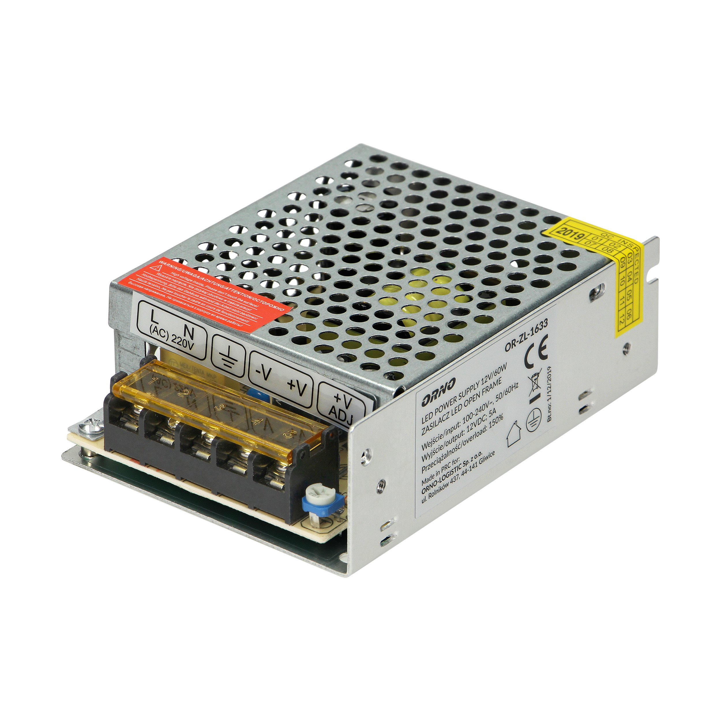 ORNO TRANSFORMATOR 60W, 12V, IP20, METAL CASE ORNO TRANSFORMATOR 60W, 12V, IP20, METAL CASE