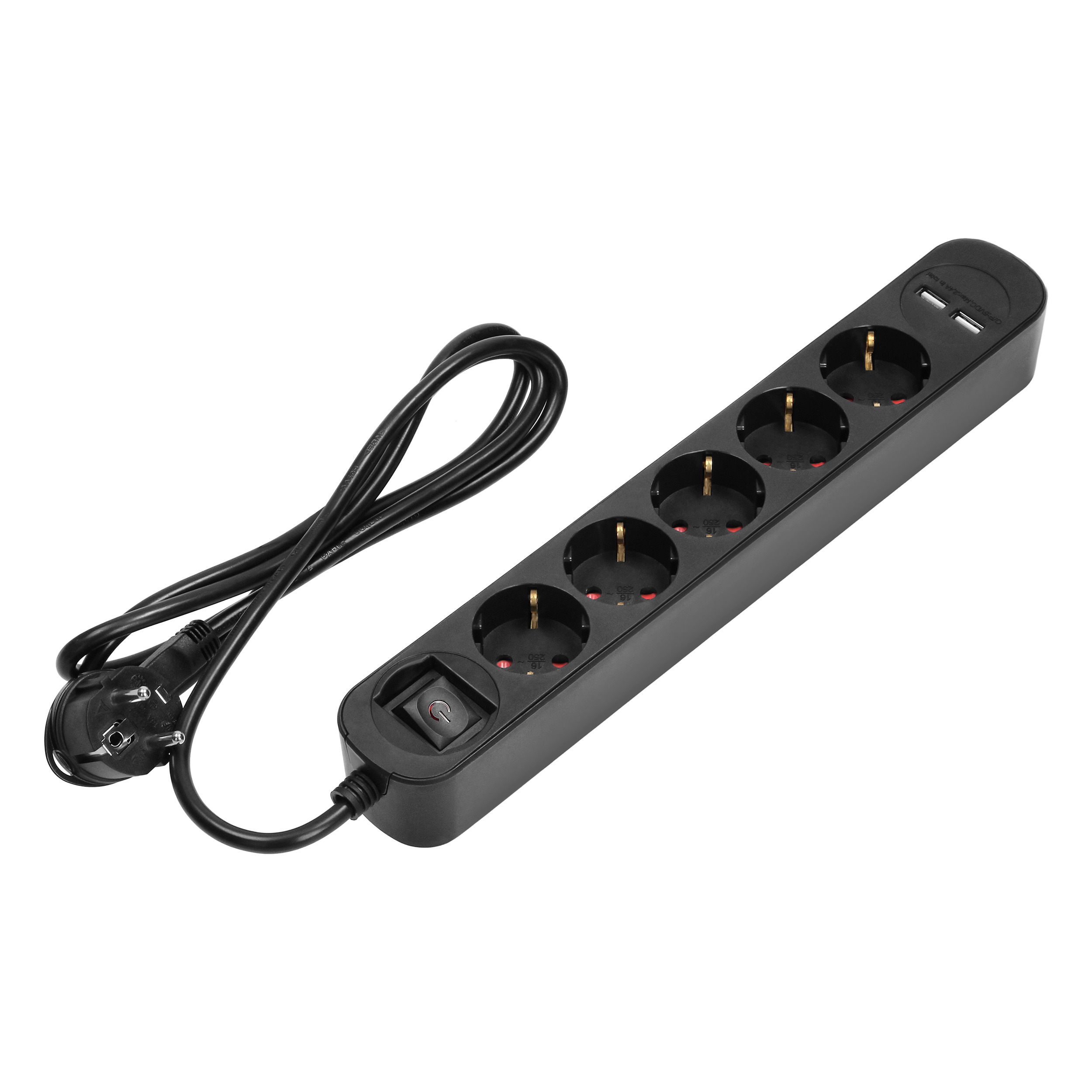 ORNO PRENAPONSKA ZAŠTITA CRNA 5xŠUKO, 2xUSB, 1,5m KABLA “EOL”