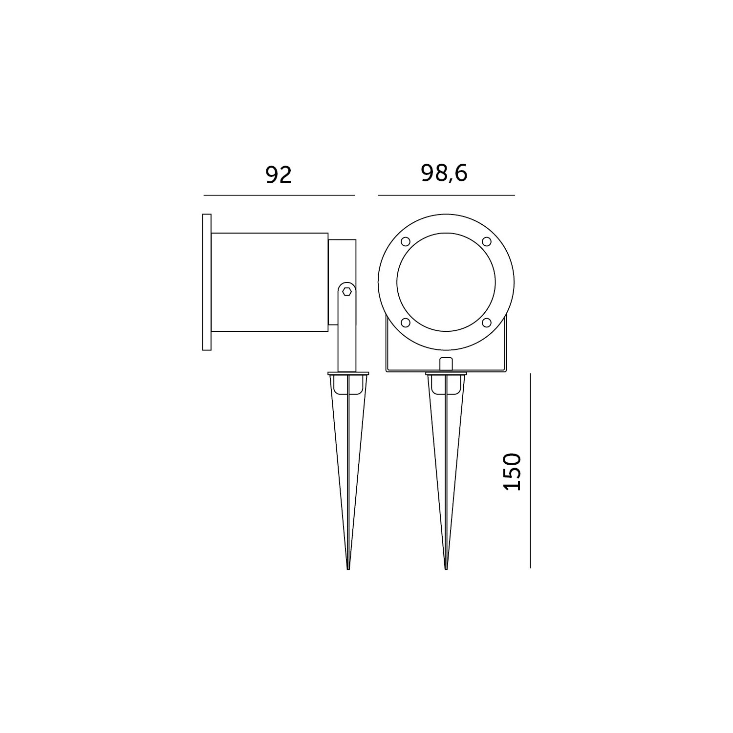 KOBI VRTNA SVJ. NA ŠILJKU 1xGU10, IP65, CRNA, ALUMINIJ (S1001)