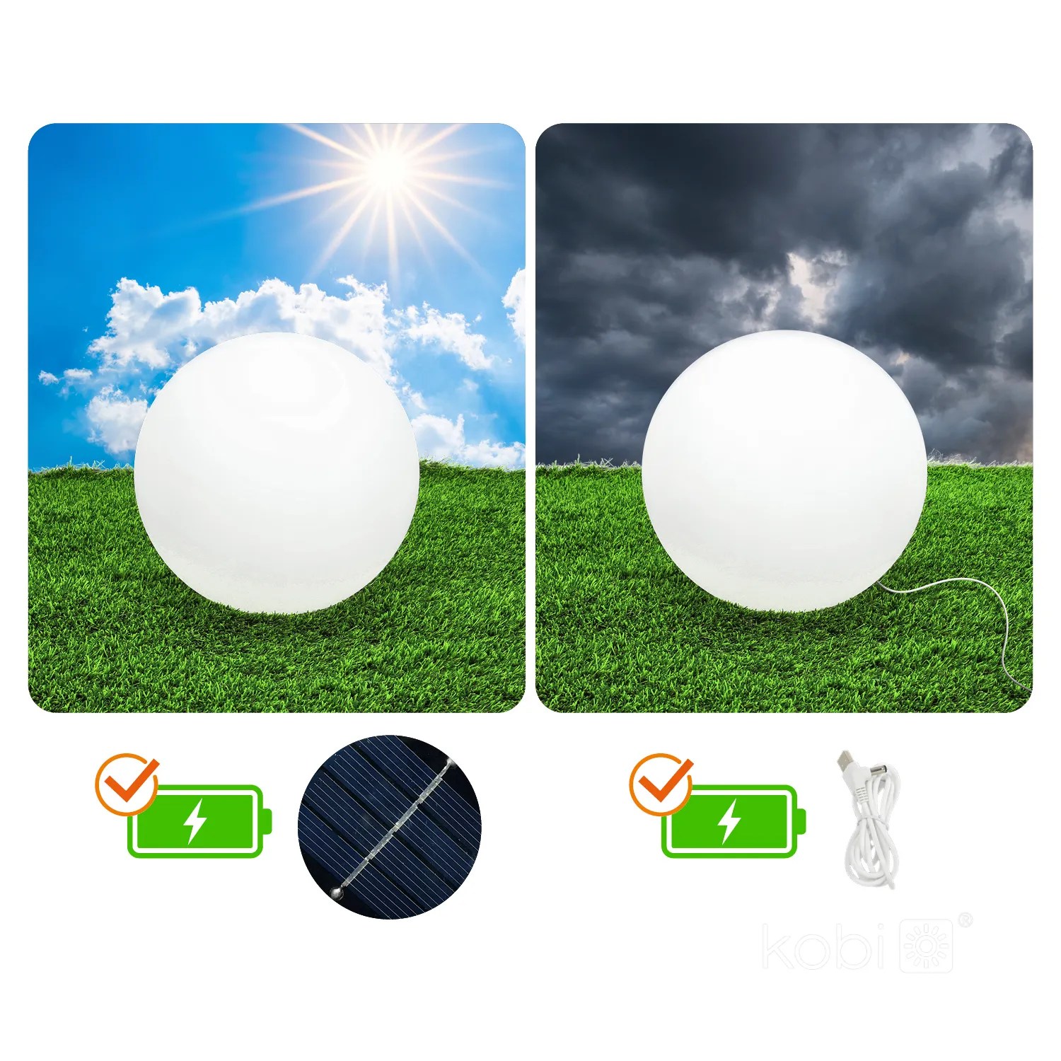 KOBI VRTNA SVJ. KUGLA SOLAR RGB+3000K, fi 300mm