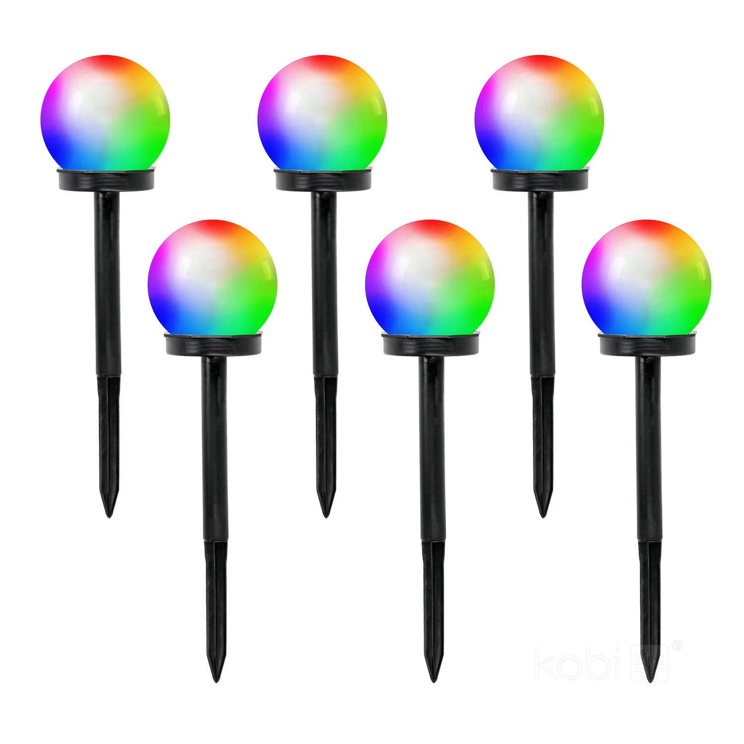 KOBI SOLARNI VRTNI STUPIĆI RGB, IP44, 6 kom./SET “SPHERE”