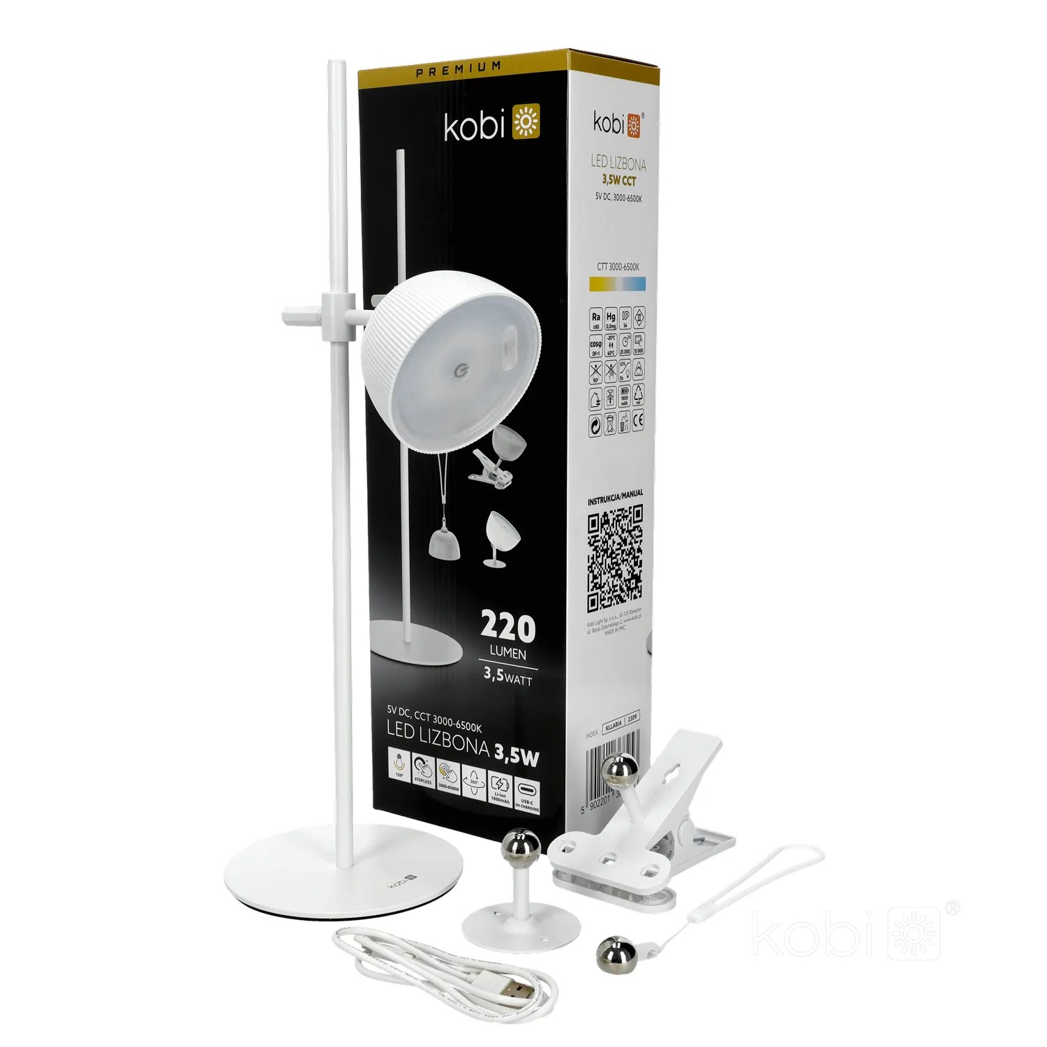 KOBI STOLNA SVJ. “LED LIZBONA” 3,5W CCT, 220lm, BIJELA
