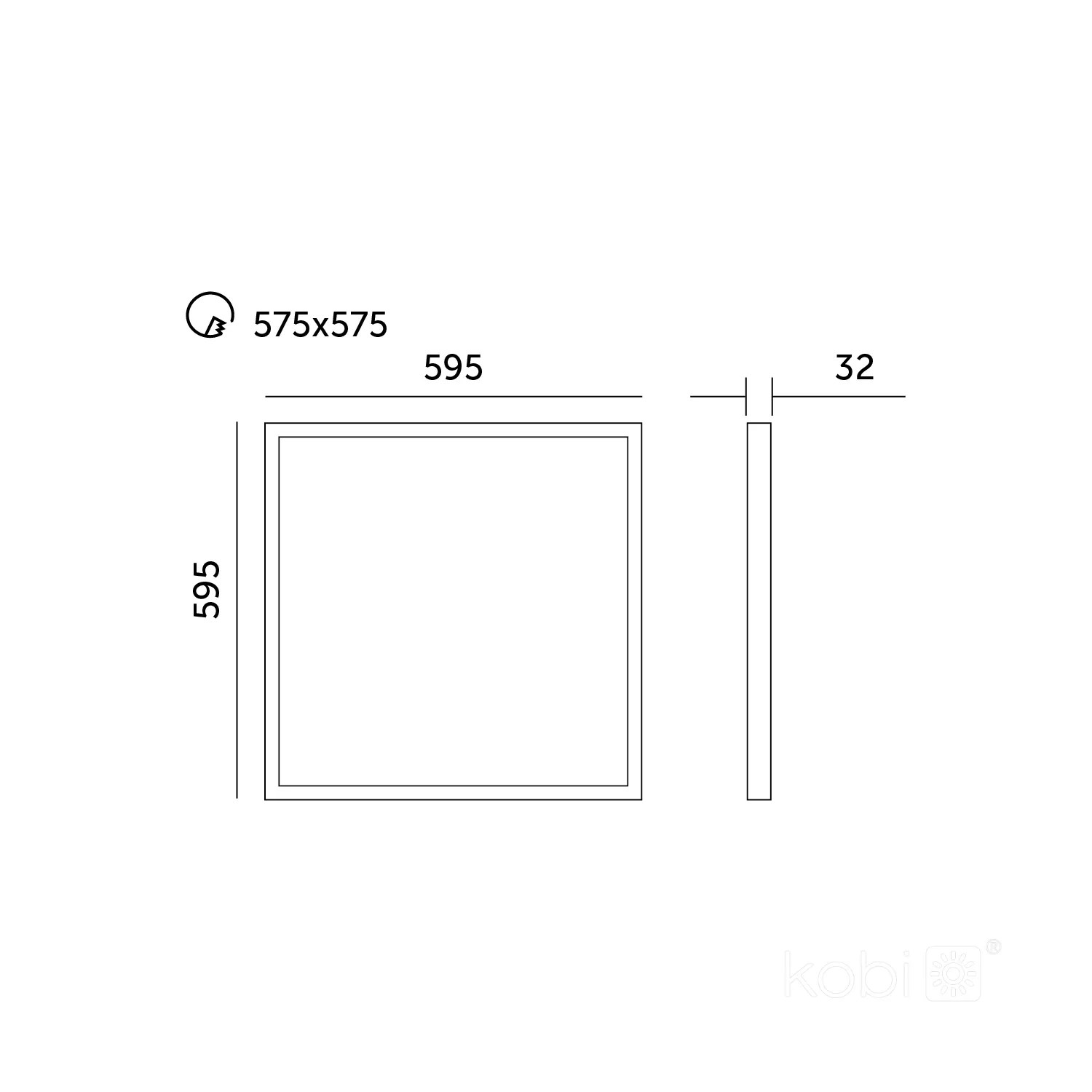 KOBI LED PANEL BACK-LIT 130lm/W 595x595x32mm, 25/36/40W, 3CCT, UGR