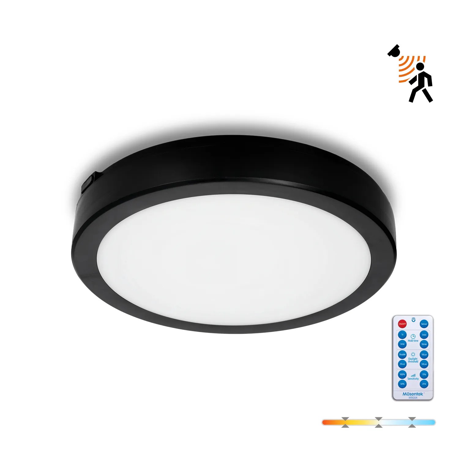 KOBI LED PLAF. OKR. “NAIROS MIC” CRNA 24W, 3CCT, 2520lm, IP65, fi 300mm