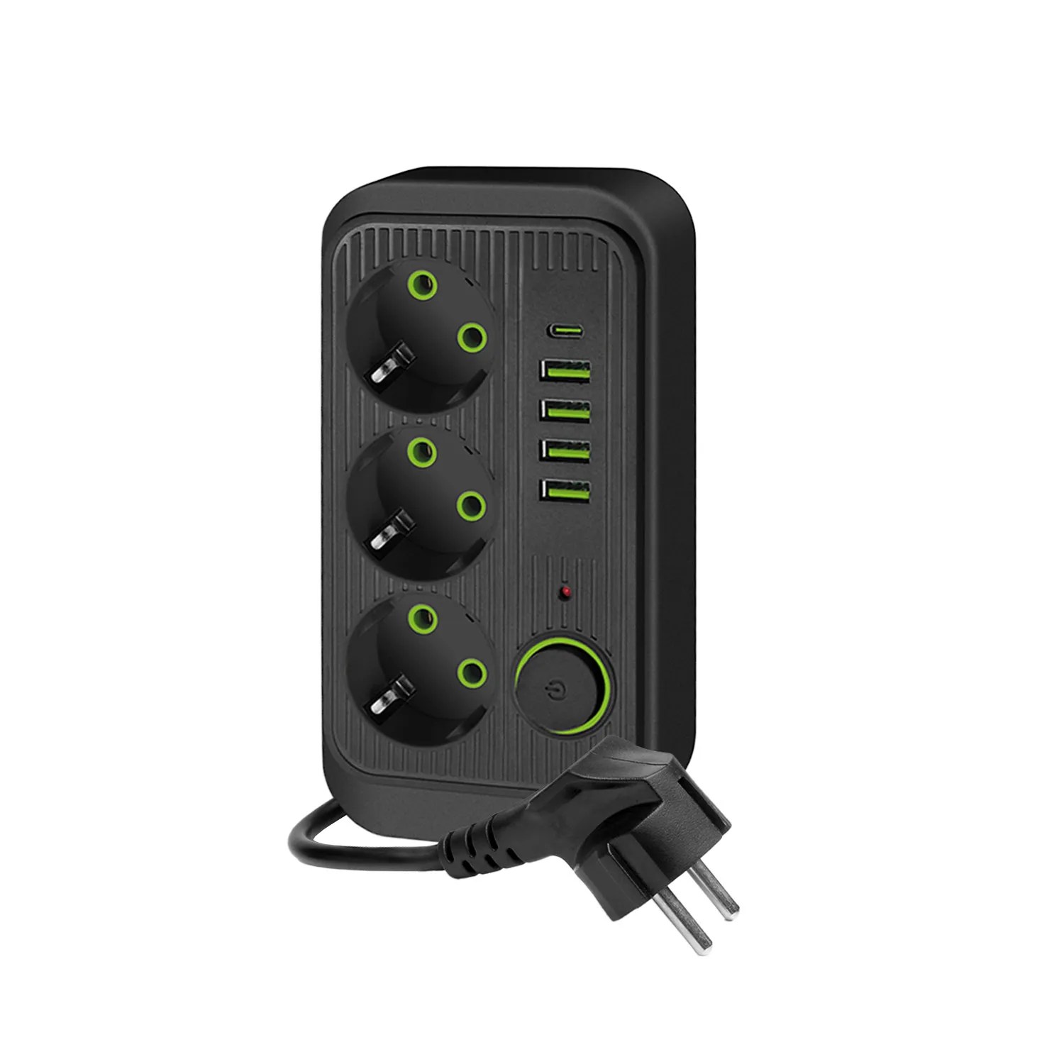 KOBI PRODUŽNI KABEL 3 UTIČNICE, 3m, 4xUSB A, 1xUSB C, CRNI