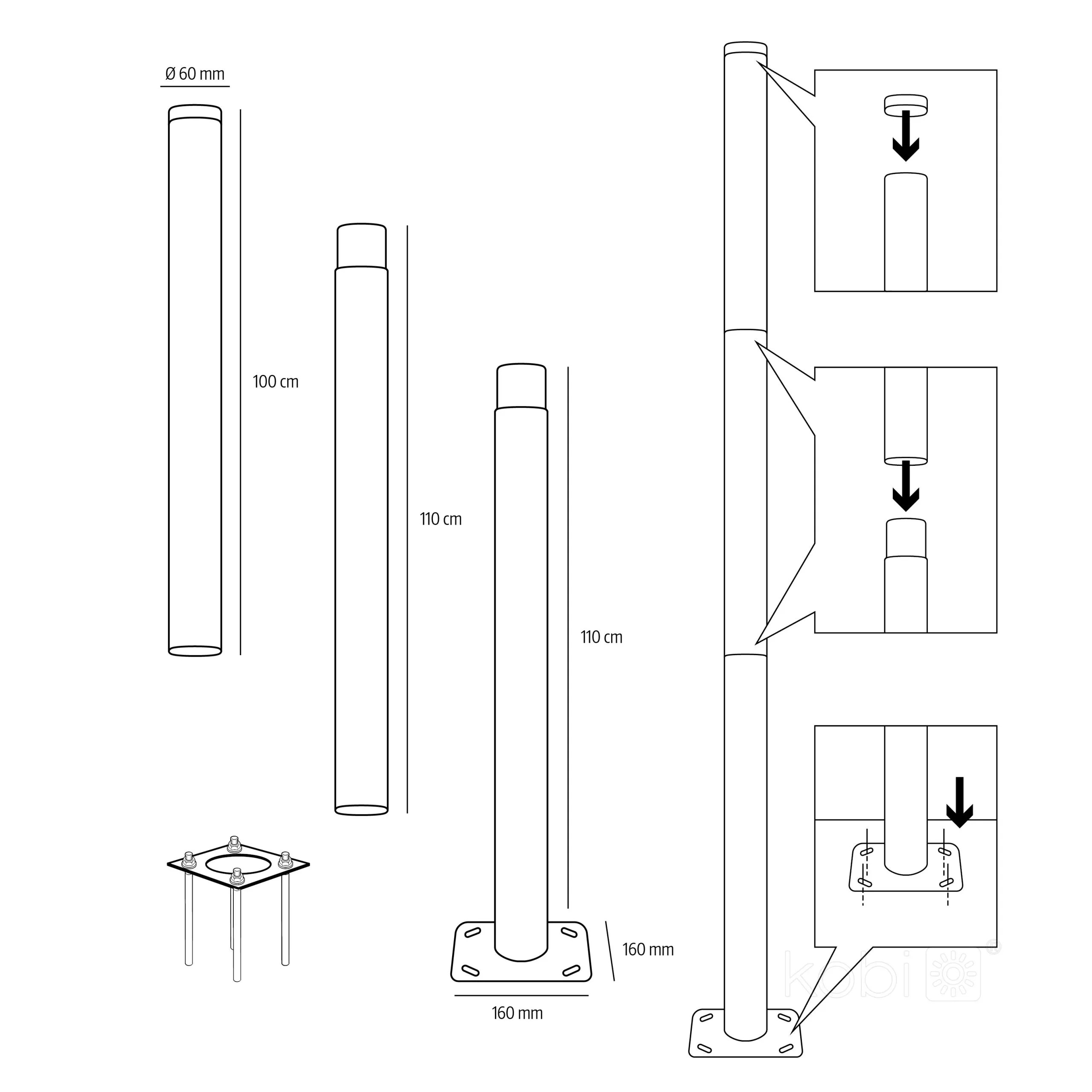 KOBI STUP 3m fi 60mm NC