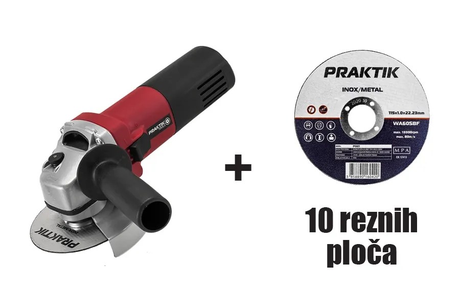 Praktik Q kutna brusilica PTQ020 + 10 reznih ploča