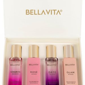 BellaVita Luxury Perfumes for Women Set (4x20ml) | Woman Perfume with DATE, SENORITA, GLAM & ROSE | Vanilla Perfume with Floral Sweet & Musk | Arabian Perfume for Women | Cologne & Perfume Gift Set