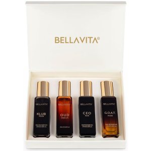 Men’s Luxury Perfume Gift Set (4 x 0.68 fl. oz.) | Gifts for Men | Klub, Oud, CEO, Goat Perfume | Masculine, Woody, Citrusy, Aromatic perfumes for men