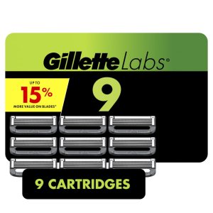 GilletteLabs Razor Blade Refills, Ultimate Precision Trimmer, 5 Bladed Razor Refills, Compatible with Exfoliating Bar and Heated Razor, 9 Refills