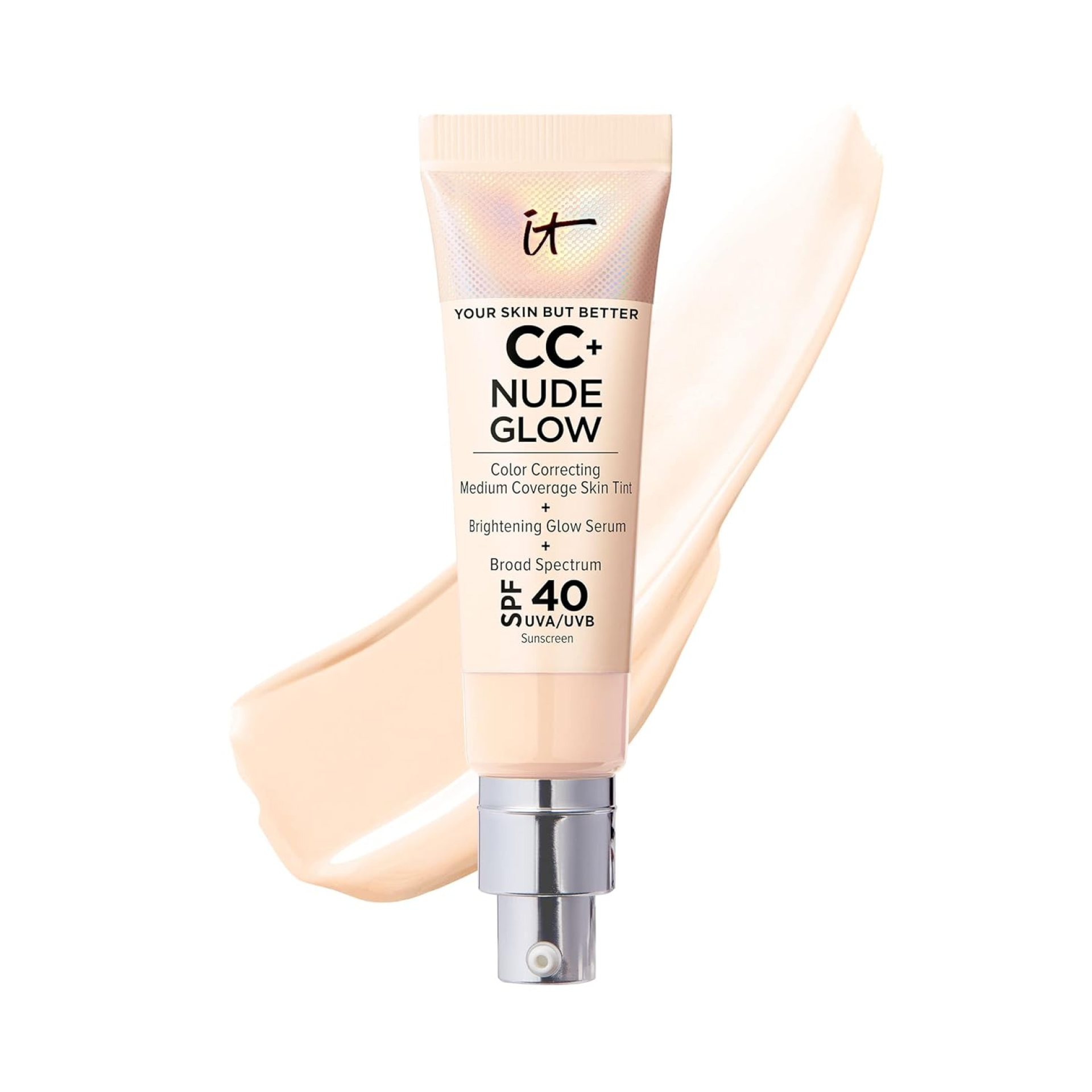 IT Cosmetics CC+ Nude Glow – Lightweight Foundation & Brightening Glow Serum with SPF 40, Medium Coverage, Formulated With Niacinamide & Hyaluronic Acid, For All Skin Types, 1.08 fl oz IT Cosmetics CC+ Nude Glow – Lightweight Foundation & Brightening Glow Serum with SPF 40, Medium Coverage, Formulated With Niacinamide & Hyaluronic Acid, For All Skin Types, 1.08 fl oz