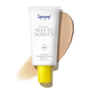 Supergoop! Mineral Mattescreen (SPF 40) – 45 mL – 100% Mineral, Oil-Free Broad Spectrum Sunscreen – Smooths Skin’s Appearance, Minimizes Pores & Controls Shine – Water & Sweat Resistant