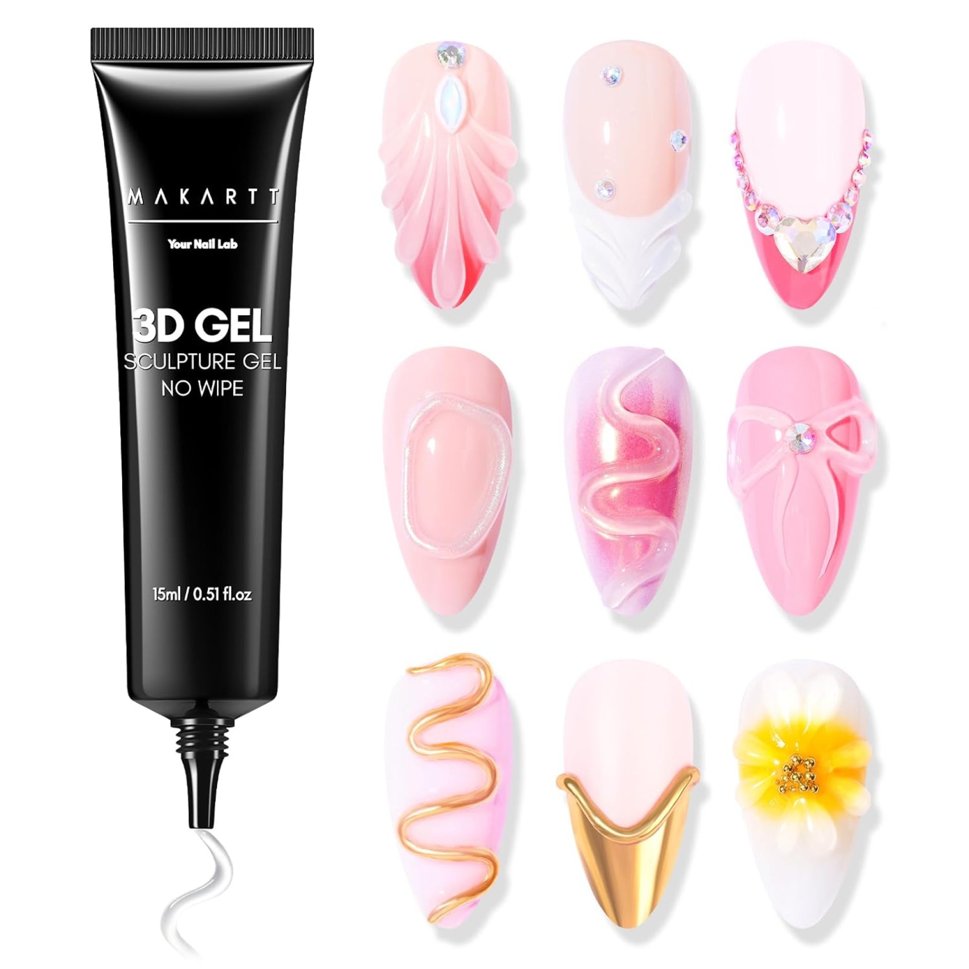 Makartt 3D Nail Gel – Nail Art Sculpting Gel Nail Glue 15g No Wipe Clear Gel Polish for Nail Designs DIY Nail Art for Drawing, Molding, Sculpture and Decoration Makartt 3D Nail Gel – Nail Art Sculpting Gel Nail Glue 15g No Wipe Clear Gel Polish for Nail Designs DIY Nail Art for Drawing, Molding, Sculpture and Decoration