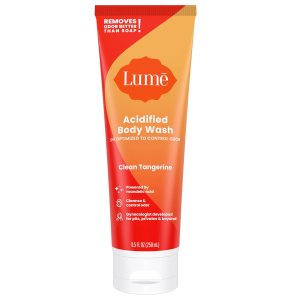 Lume Acidified Body Wash – 24 Hour Odor Control – Removes Odor Better than Soap – Moisturizing Formula – Formulated Without SLS or Parabens – OB/GYN Developed – 8.5 ounce (Clean Tangerine)