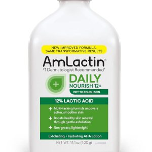 AmLactin Daily Nourish 12% – 14.1 oz Body Lotion with 12% Lactic Acid – Exfoliator and Moisturizer for Dry Skin (Packaging May Vary)
