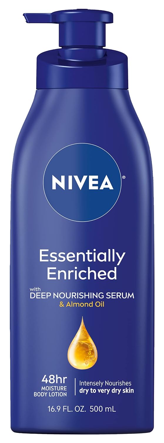 NIVEA Essentially Enriched Body Lotion for Dry Skin, 48-Hour Moisturizing Lotion with Deep Nourishing Serum and Almond Oil, 16.9 Fl Oz Pump Bottle NIVEA Essentially Enriched Body Lotion for Dry Skin, 48-Hour Moisturizing Lotion with Deep Nourishing Serum and Almond Oil, 16.9 Fl Oz Pump Bottle