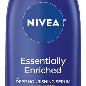 NIVEA Essentially Enriched Body Lotion for Dry Skin, 48-Hour Moisturizing Lotion with Deep Nourishing Serum and Almond Oil, 16.9 Fl Oz Pump Bottle