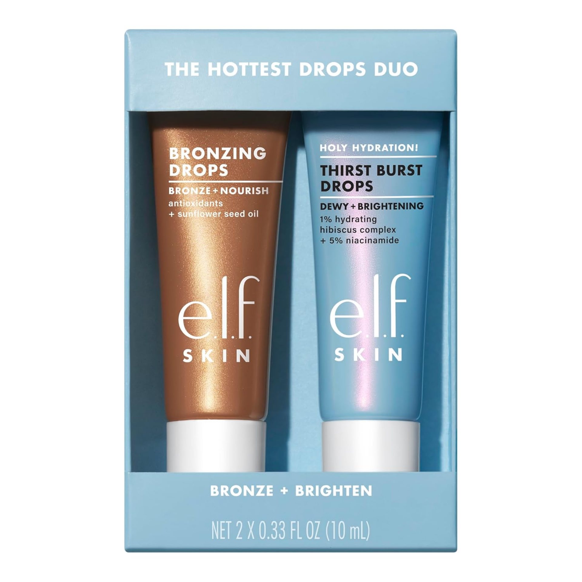 e.l.f. SKIN The Hottest Drops Duo, Holy Hydration! Thirst Burst & Bronzing Skincare Set, For A Dewy, Sun-Kissed Look, Vegan & Cruelty-Free e.l.f. SKIN The Hottest Drops Duo, Holy Hydration! Thirst Burst & Bronzing Skincare Set, For A Dewy, Sun-Kissed Look, Vegan & Cruelty-Free