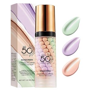 One Step Color Corrector Primer, 3 In 1 Primer for Face Before Makeup, Face Moisturizing Sunscreen Isolation Cream, SPF 50, Makeup Primer Oil Control & Concealer Skin Tone Correcting,Radiance Skin