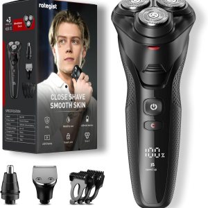 Cordless Electric Razor for Men: 3-in-1 Shaver for Beard/Nose/Sideburns – IPX7 Waterproof Travel Kit – Turbo Speed & Precision Blades