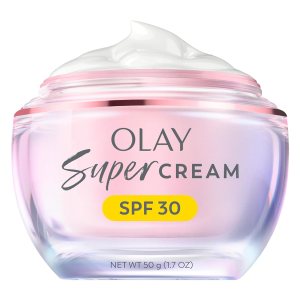 Olay Super Cream with Sunscreen SPF 30, Lightweight Face Moisturizer with Sun Protection, 5-in-1 Skin Care Benefits – Hydrating, Brightening, Firming – Niacinamide, Vitamin C, Collagen Peptide, 1.7 oz