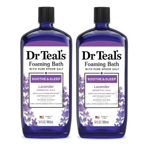 Dr Teal’s Foaming Bath with Pure Epsom Salt, Soothe & Sleep with Lavender, 34 fl oz (Pack of 2)