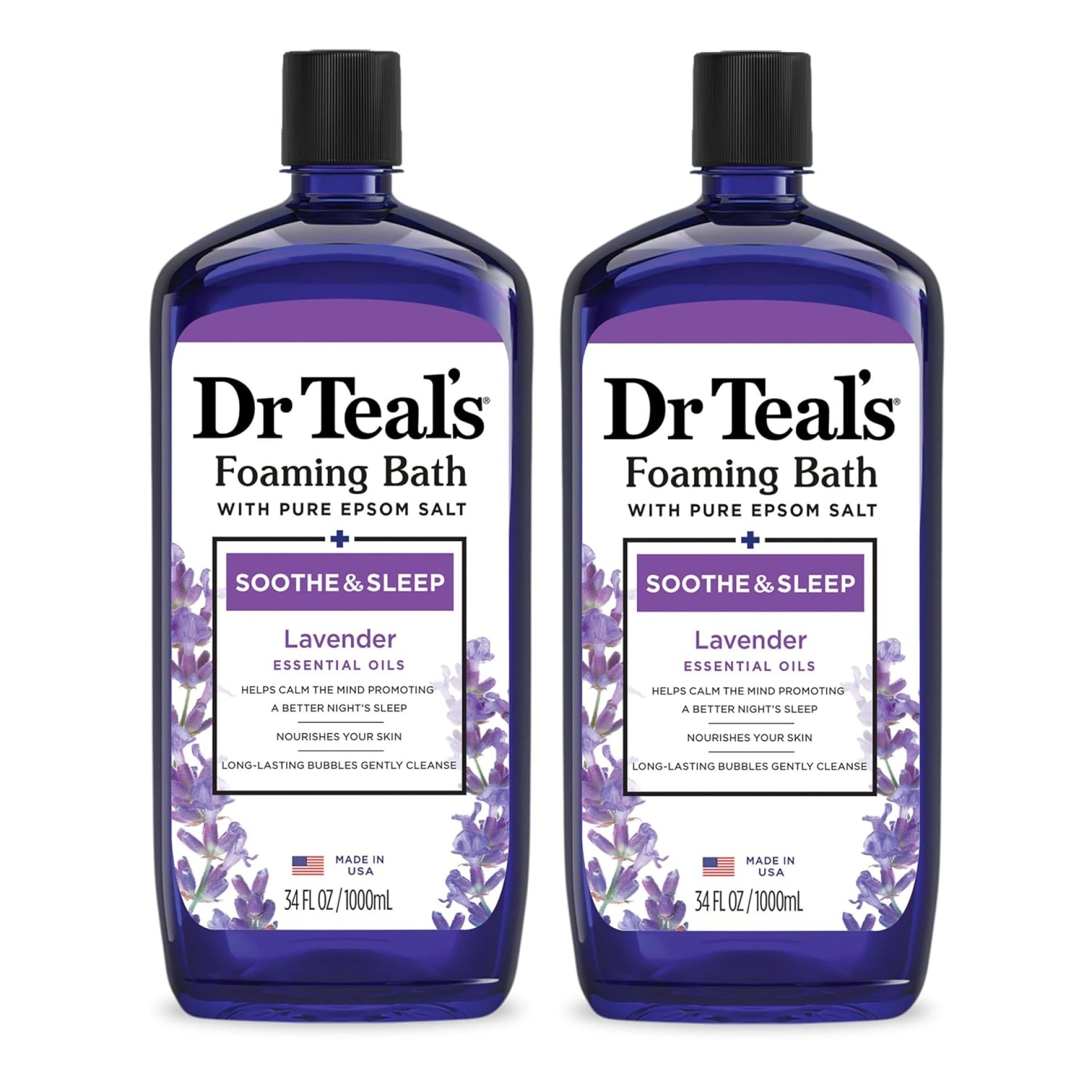Dr Teal’s Foaming Bath with Pure Epsom Salt, Soothe & Sleep with Lavender, 34 fl oz (Pack of 2) Dr Teal’s Foaming Bath with Pure Epsom Salt, Soothe & Sleep with Lavender, 34 fl oz (Pack of 2)