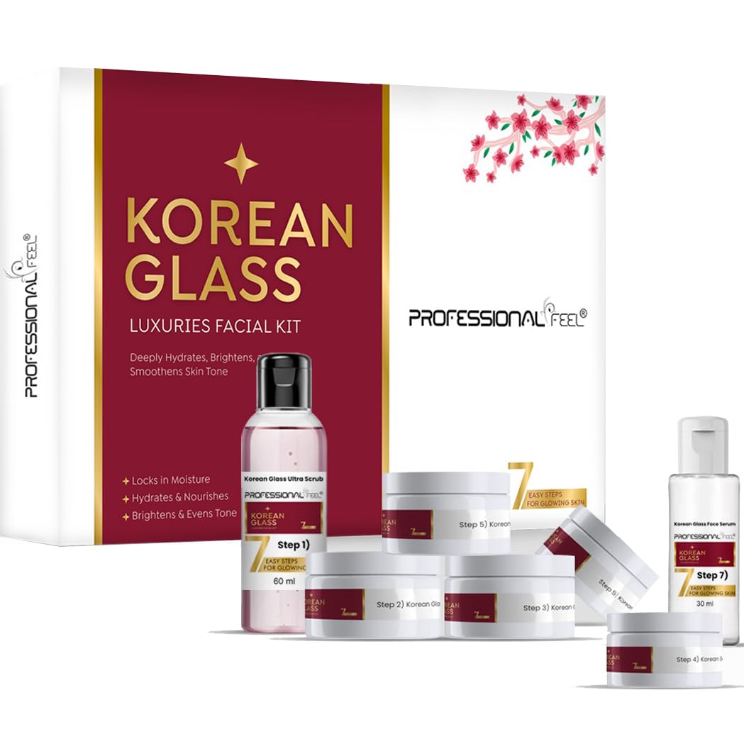 Professional Feel Korean Glass Luxuries Facial Kit, Crystal Clear Glow, Deeply Hydrates (Set of 7) 610 gm Professional Feel Korean Glass Luxuries Facial Kit, Crystal Clear Glow, Deeply Hydrates (Set of 7) 610 gm